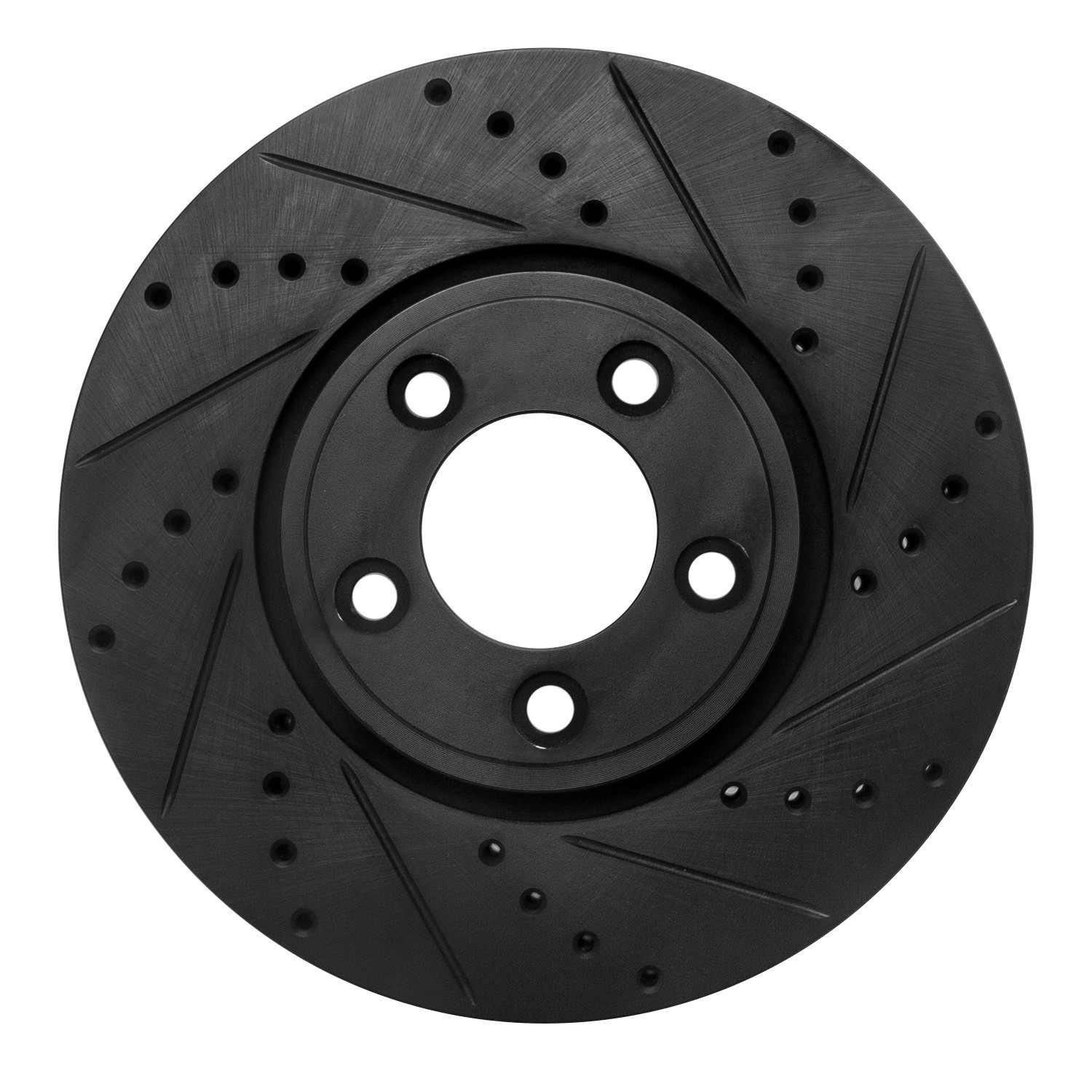 R1 Concepts 06-08 Jaguar S-Type Front Right Drilled & Slotted Black Brake Rotor