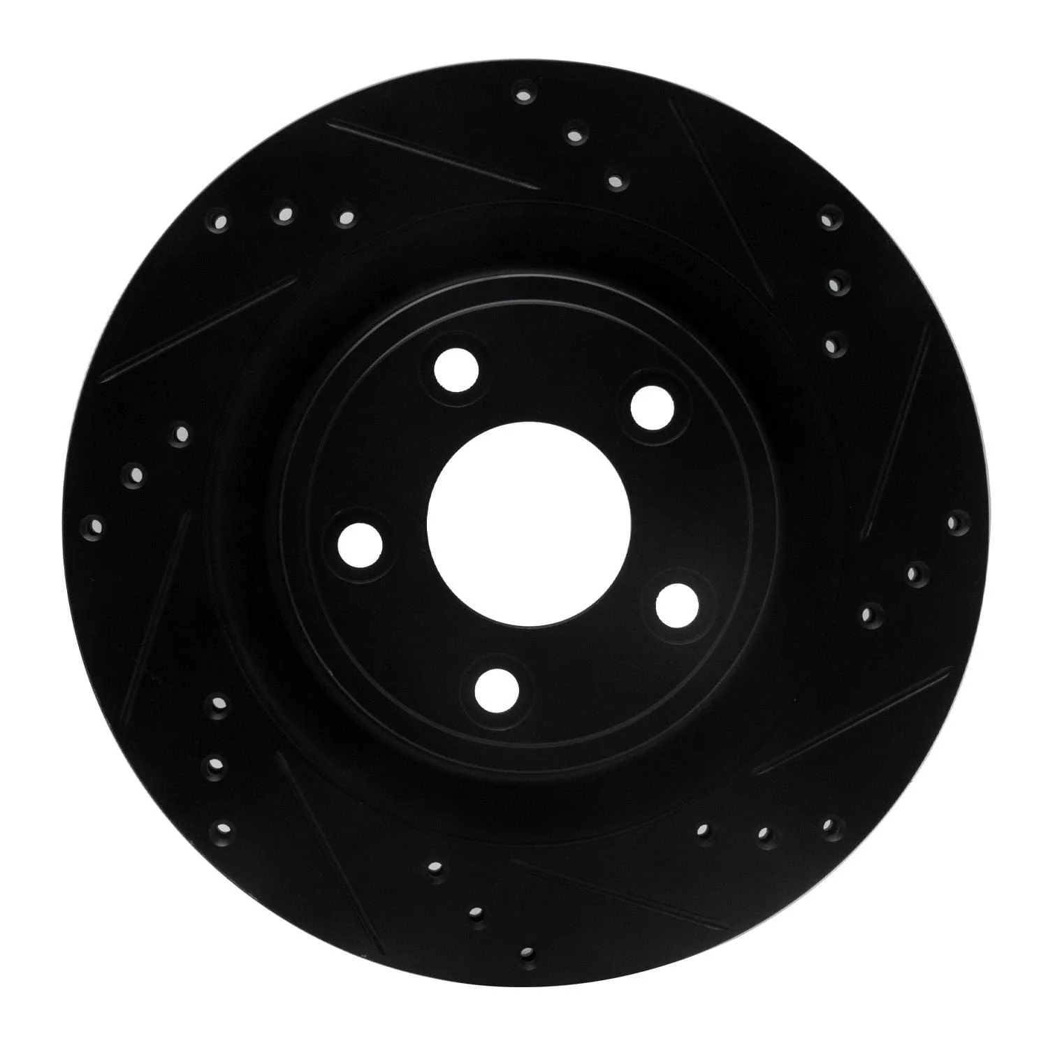 R1 Concepts 06-08 Jaguar S-Type Rear Right Drilled & Slotted Black Brake Rotor