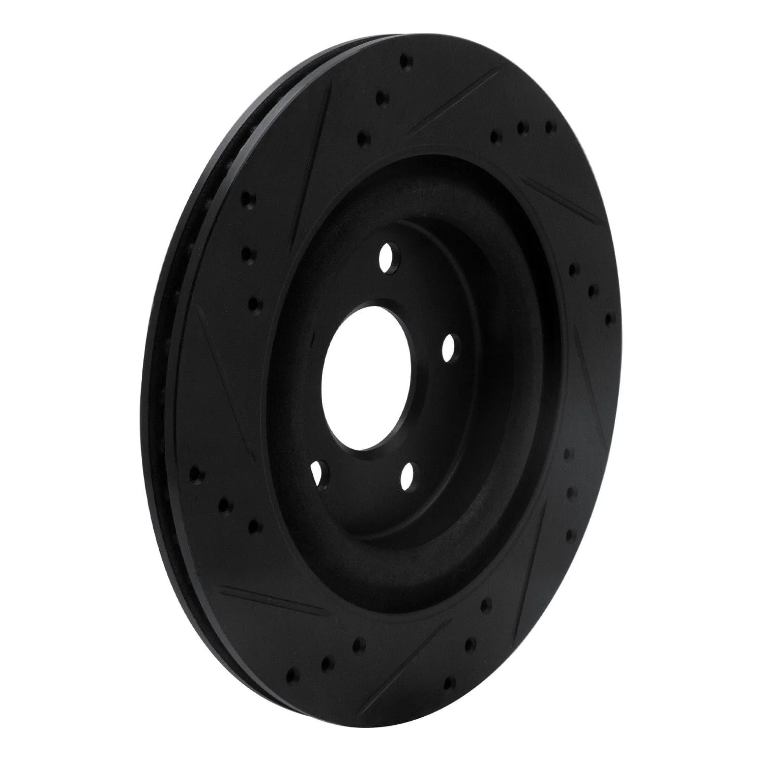 R1 Concepts 06-08 Jaguar S-Type Rear Right Drilled & Slotted Black Brake Rotor - Image 2