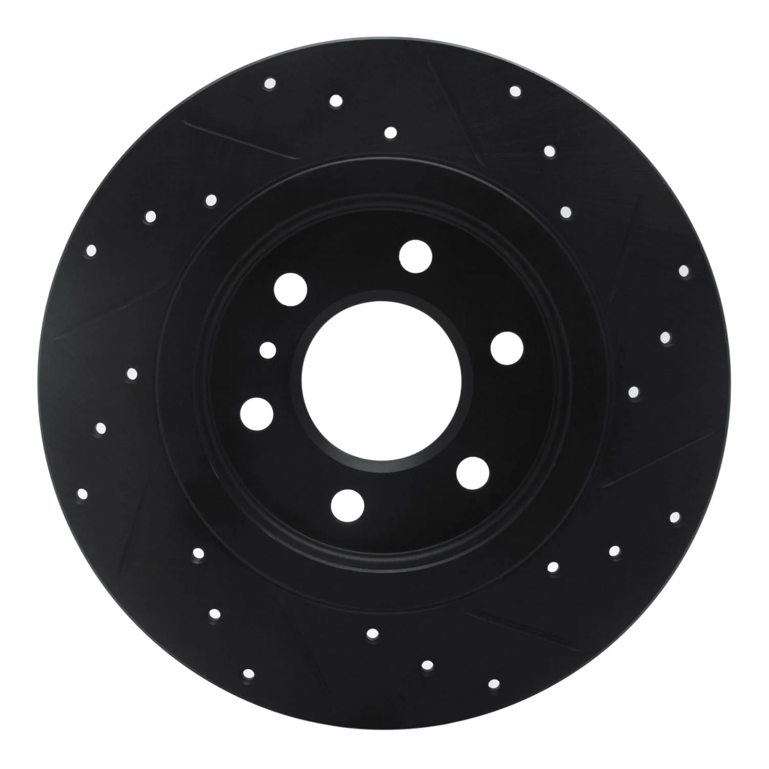 R1 Concepts 06-09 Buick Terraza Rear Left Drilled & Slotted Black Brake Rotor - Image 2