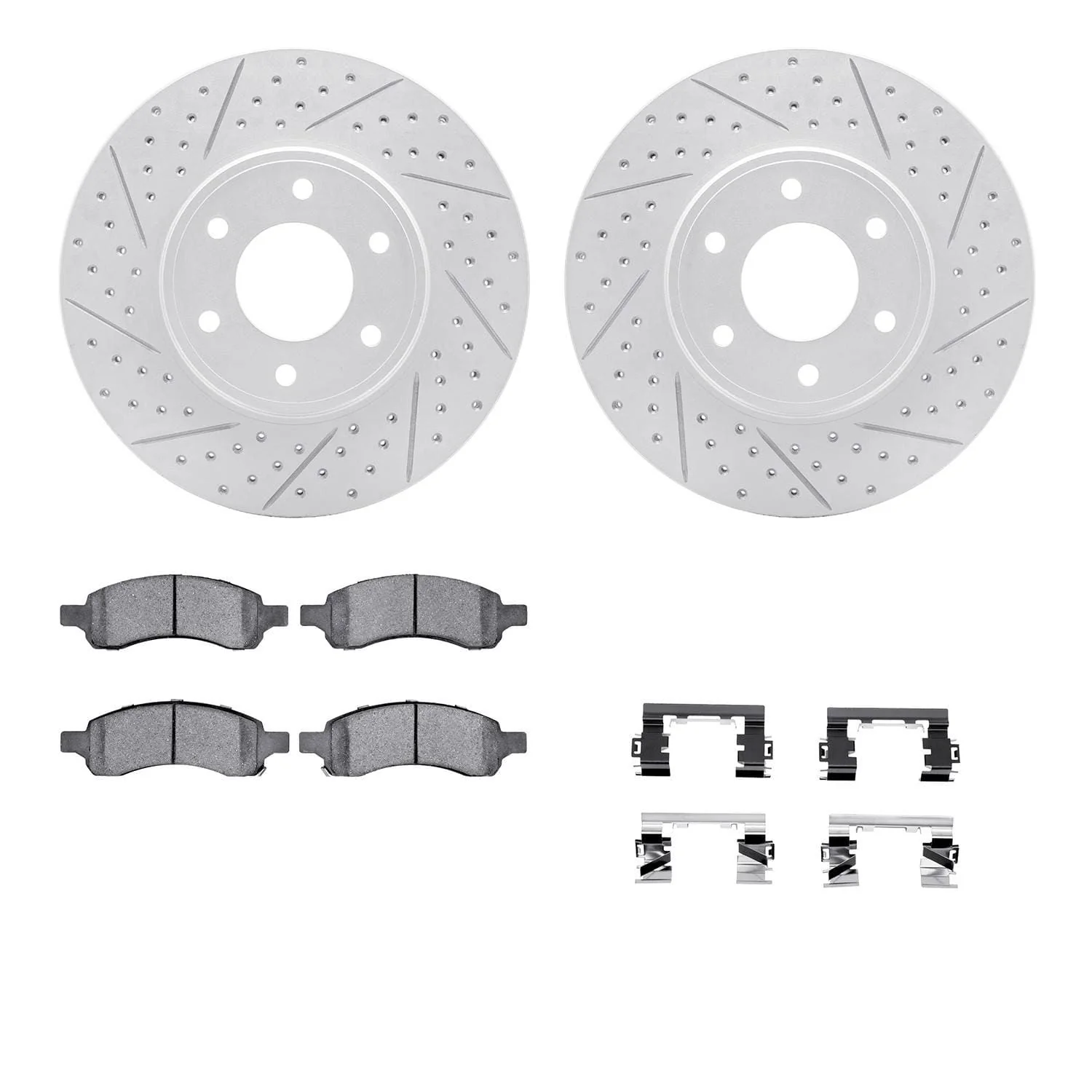 R1 Concepts 06-09 Chevrolet TrailBlazer Front Drill/Slot Carbon Coated Rotor Set w/Optimum Pads