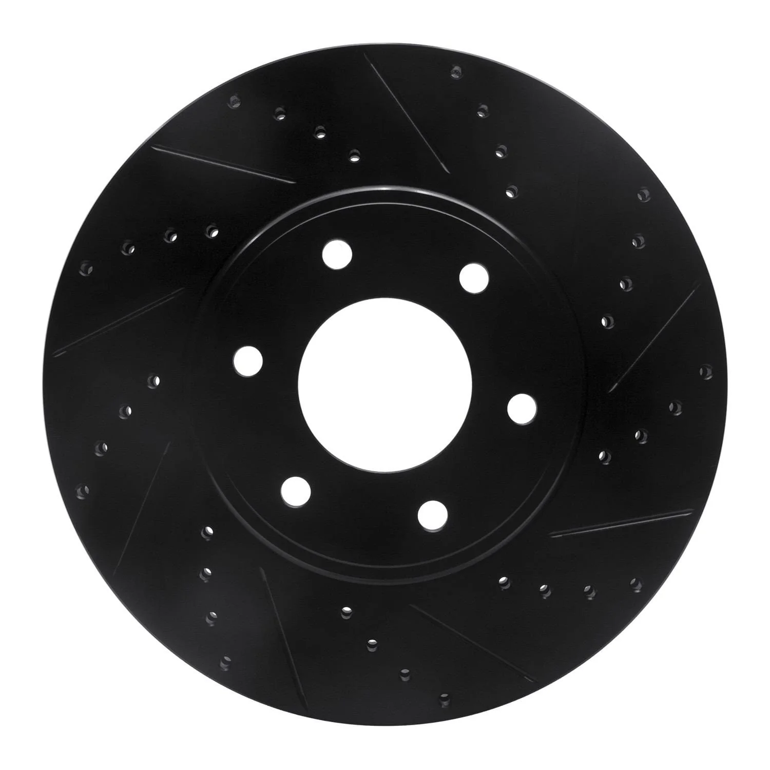 R1 Concepts 06-09 Chevrolet Trailblazer Front Right Drilled & Slotted Black Brake Rotor