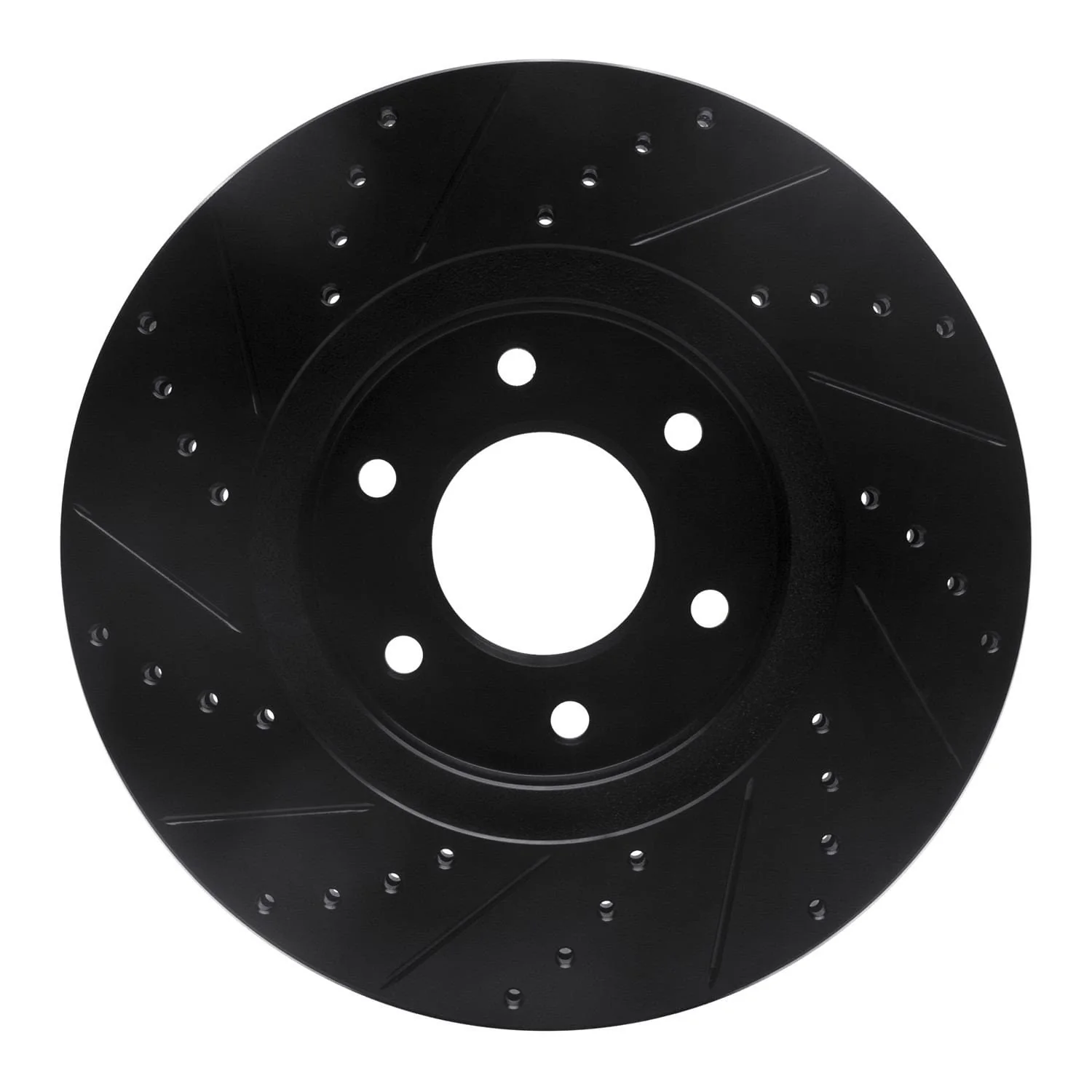 R1 Concepts 06-09 Chevrolet Trailblazer Front Right Drilled & Slotted Black Brake Rotor - Image 2