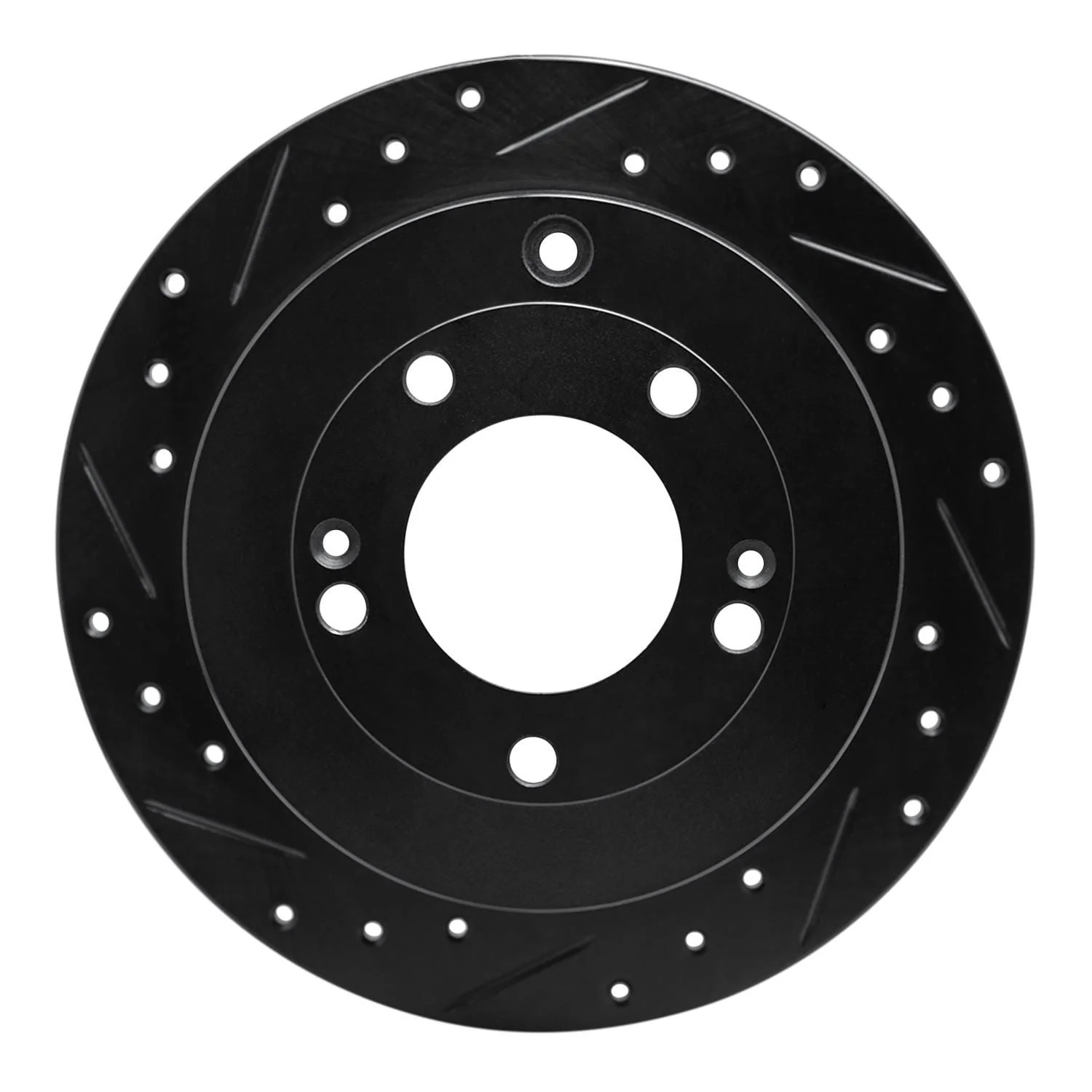 R1 Concepts 06-09 Hyundai Azera Rear Left Drilled & Slotted Black Brake Rotor