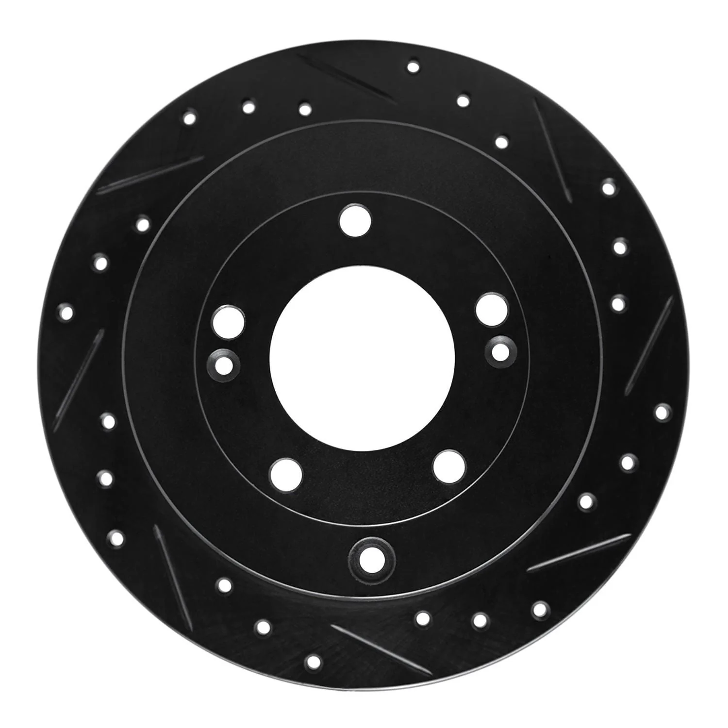 R1 Concepts 06-09 Hyundai Azera Rear Right Drilled & Slotted Black Brake Rotor