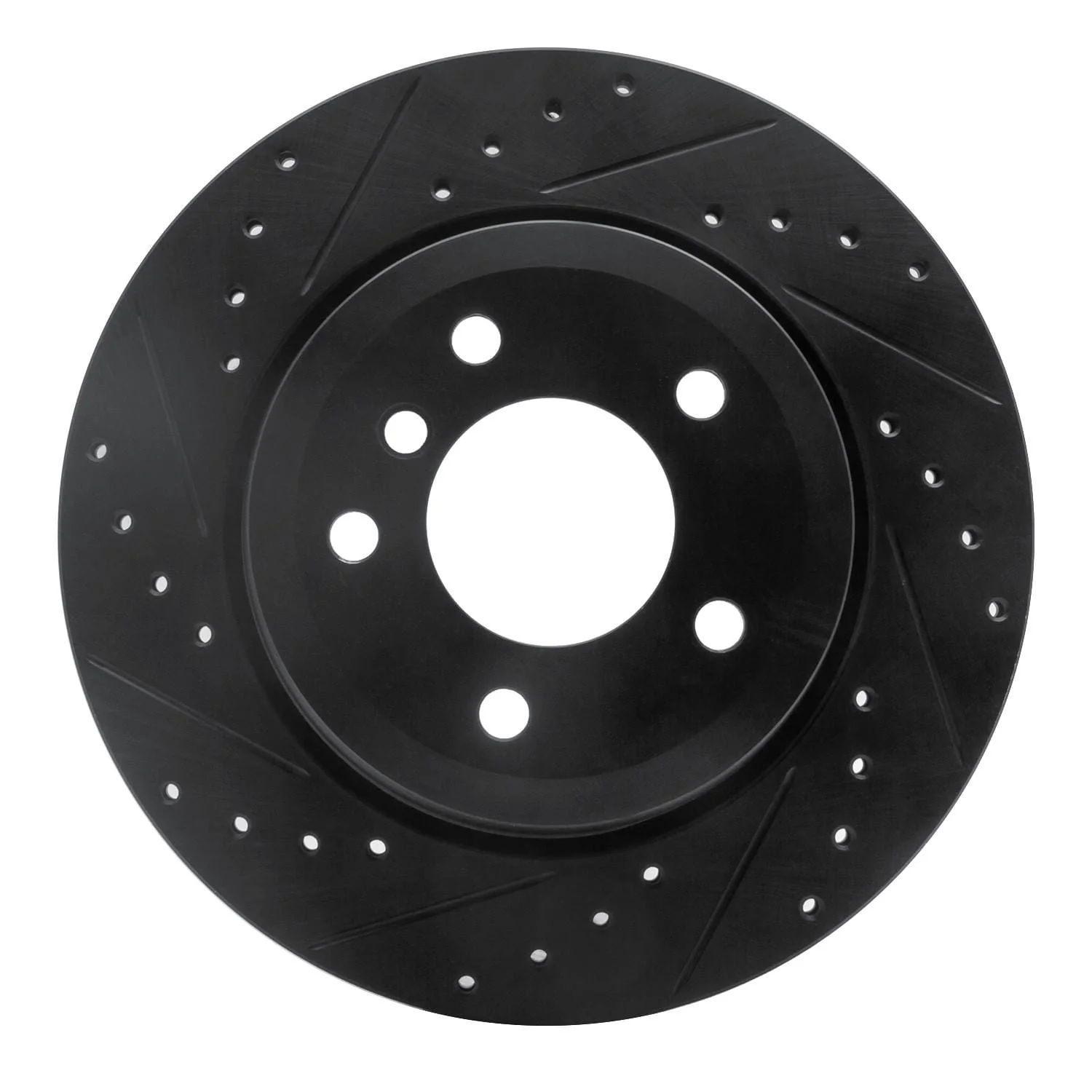 R1 Concepts 06-10 BMW 528I xDrive Rear Left Drilled & Slotted Black Brake Rotor