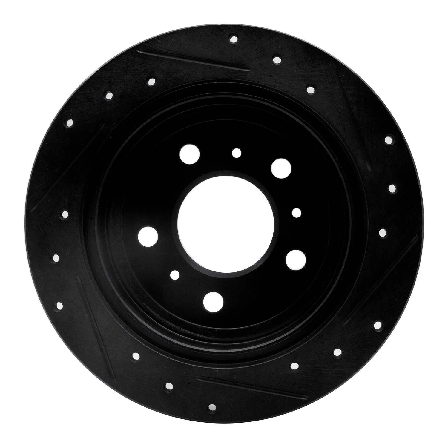 R1 Concepts 06-10 Buick Allure Rear Left Drilled & Slotted Black Brake Rotor - Image 2