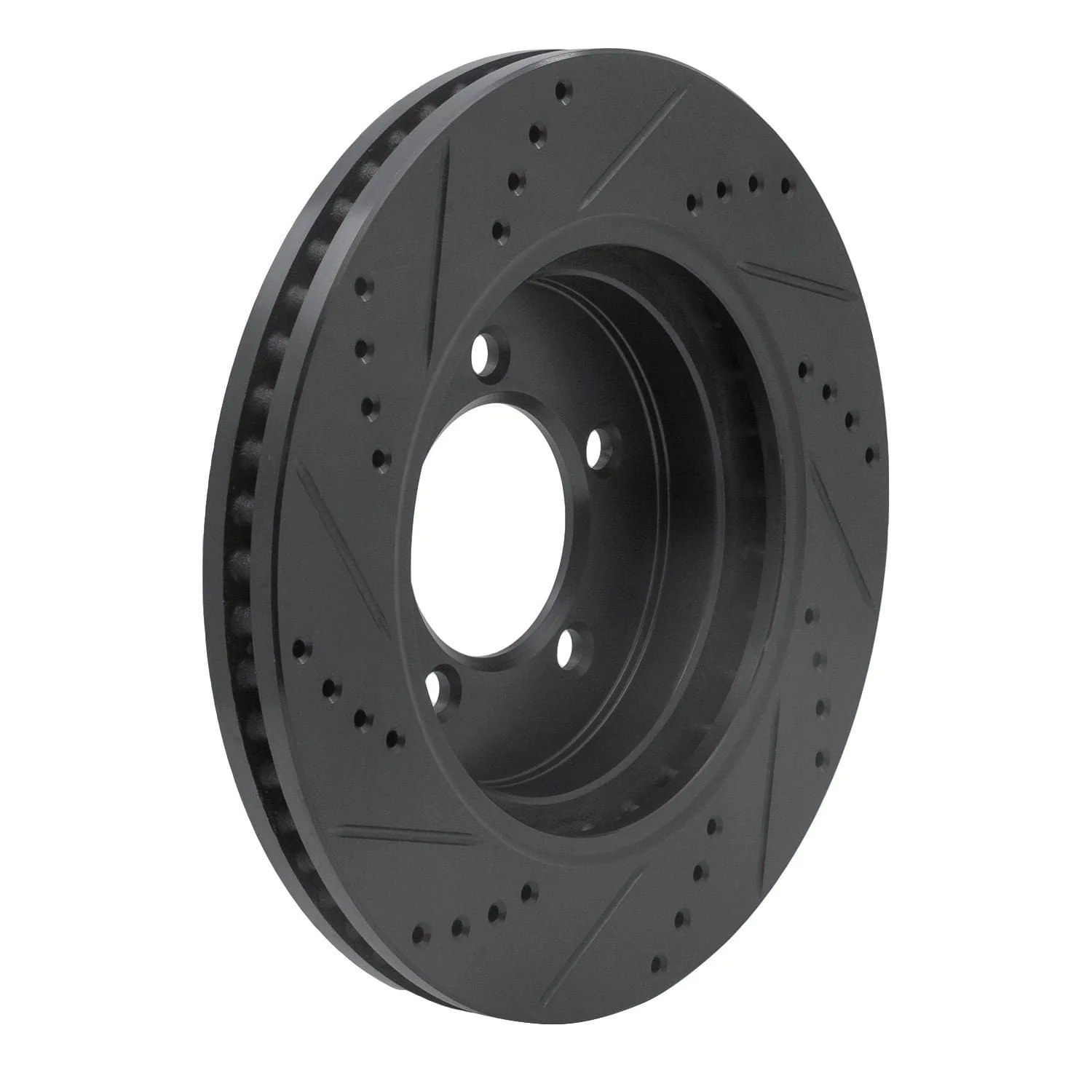 R1 Concepts 06-10 Ford Explorer Sport Trac Front Right Drilled & Slotted Black Brake Rotor - Image 2