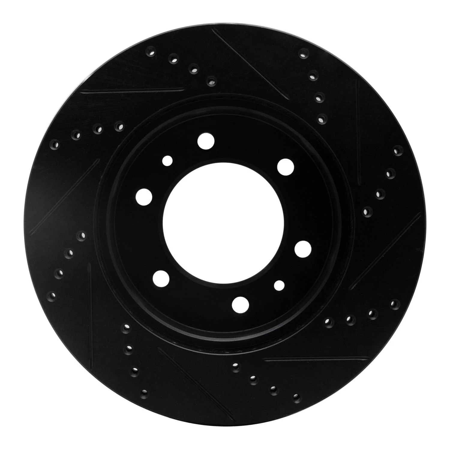 R1 Concepts 06-10 Hummer H3T Front Left Drilled & Slotted Black Brake Rotor - Image 2