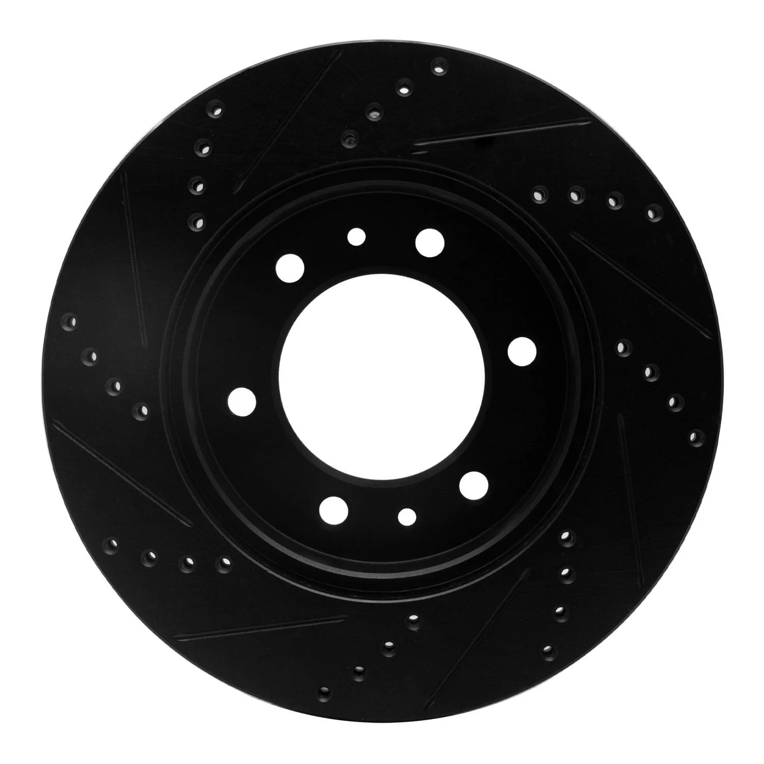 R1 Concepts 06-10 Hummer H3T Front Right Drilled & Slotted Black Brake Rotor - Image 2