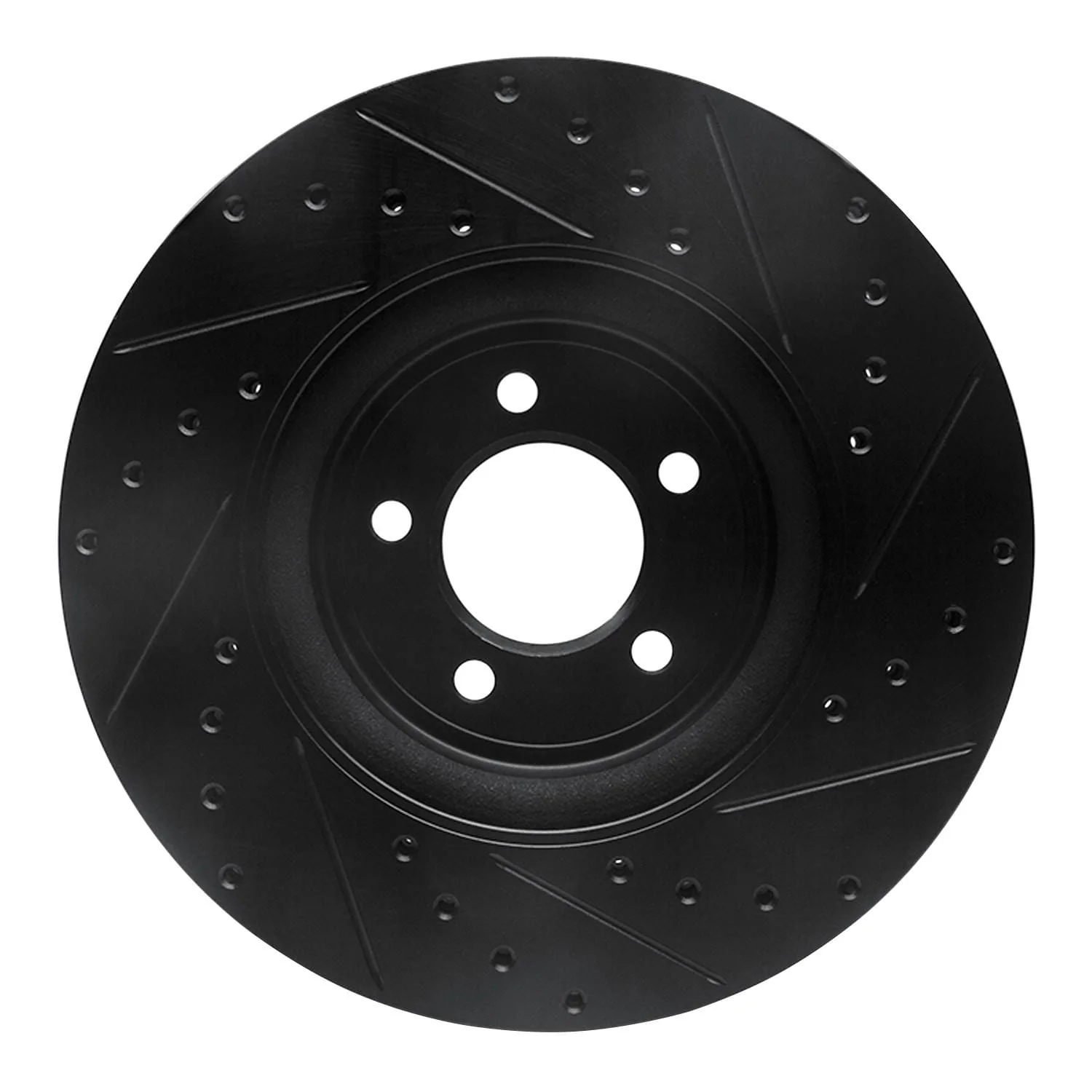 R1 Concepts 06-10 Jaguar XK Front Left Drilled & Slotted Black Brake Rotor - Image 2