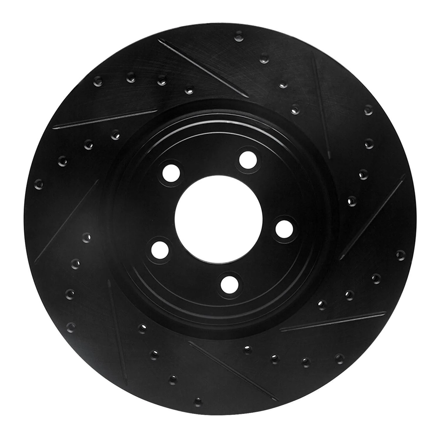 R1 Concepts 06-10 Jaguar XK Front Right Drilled & Slotted Black Brake Rotor