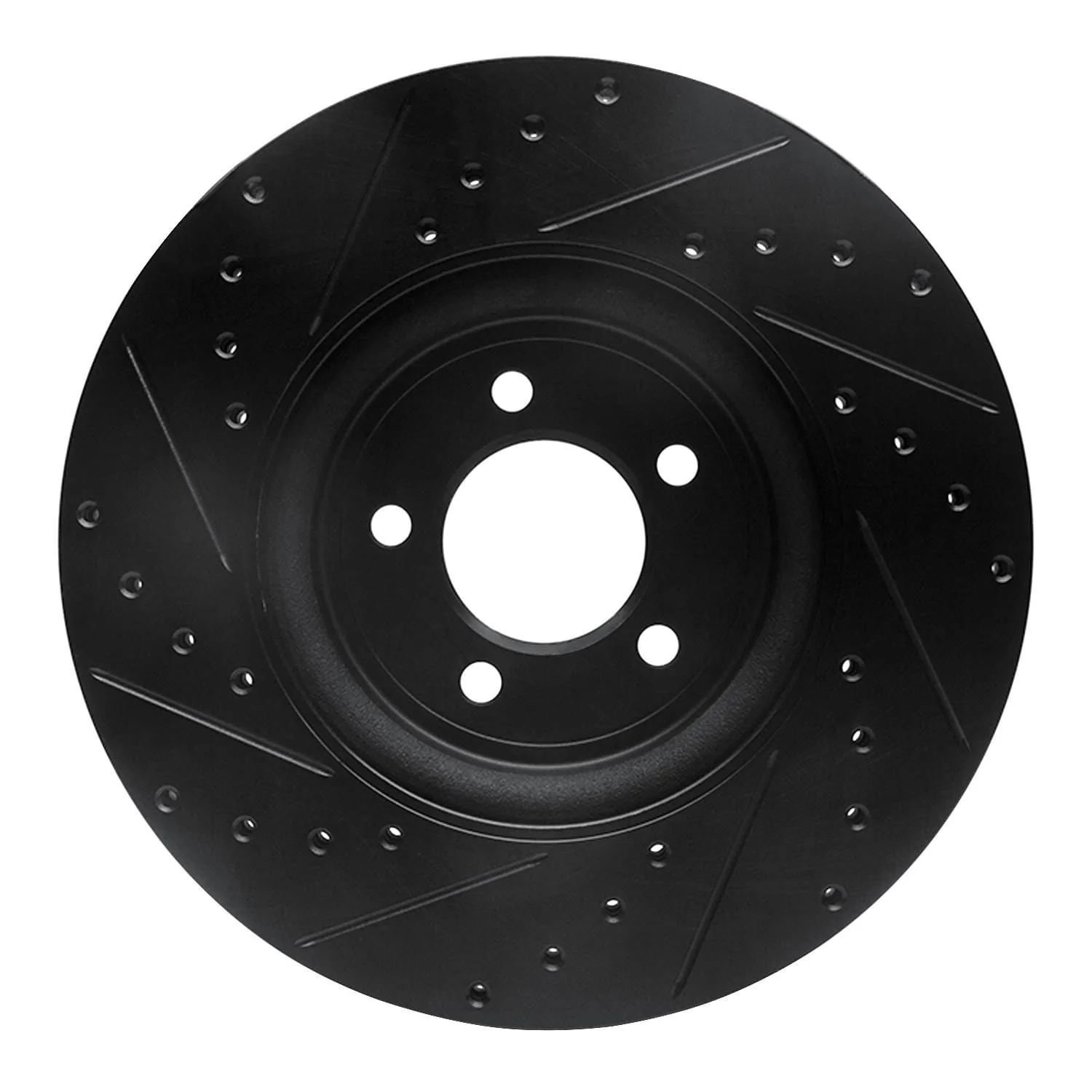 R1 Concepts 06-10 Jaguar XK Front Right Drilled & Slotted Black Brake Rotor - Image 2