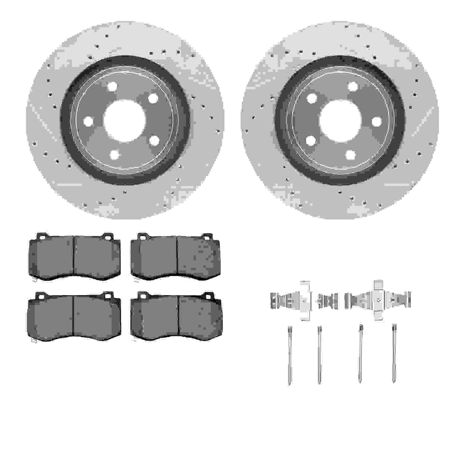 R1 Concepts 06-10 Jeep Grand Cherokee Front Drill/Slot Silver Rotors w/Optimum Pads