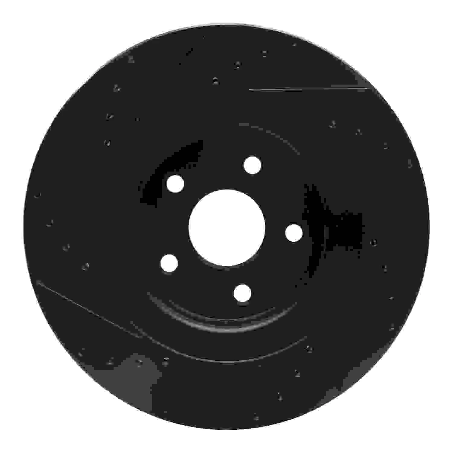 R1 Concepts 06-10 Jeep Grand Cherokee Front Right Drilled & Slotted Black Brake Rotor - Image 2