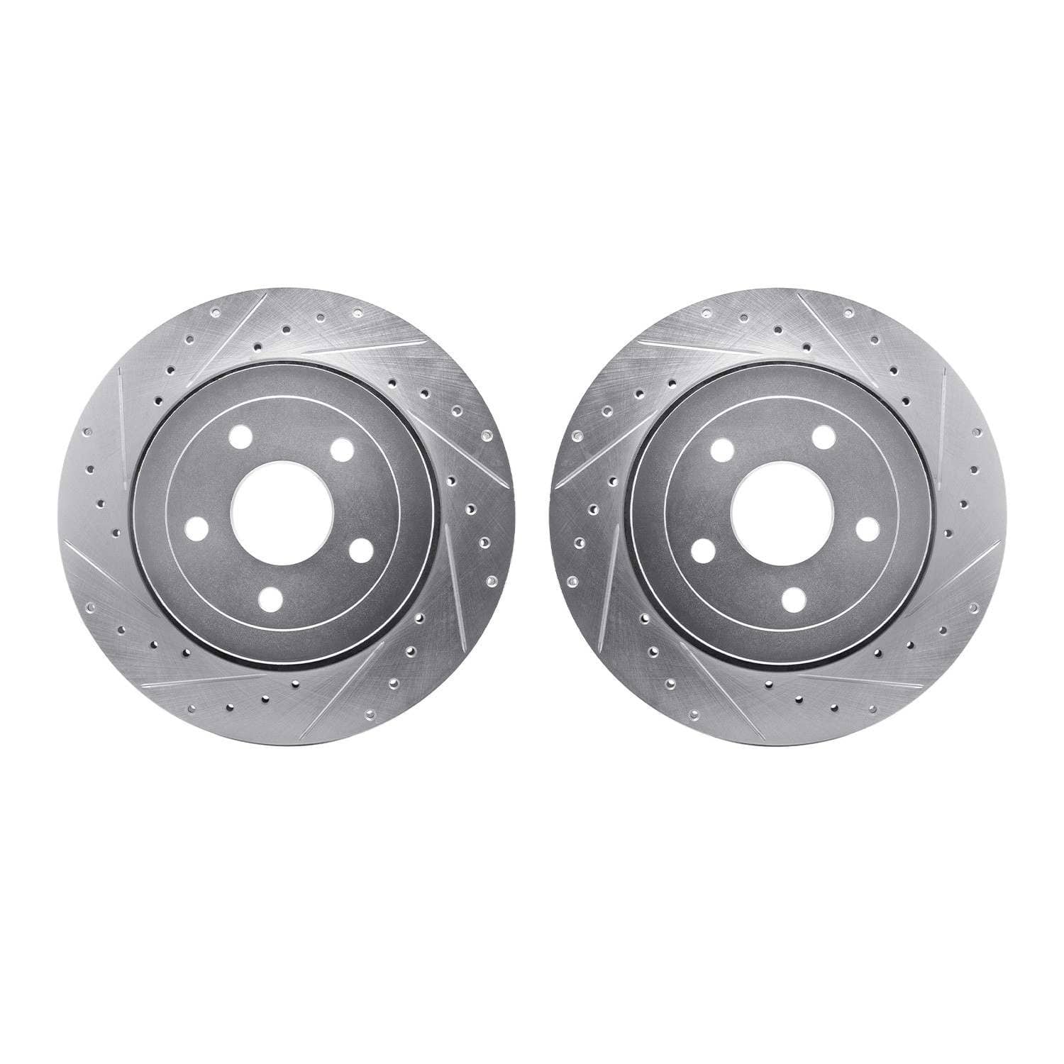 R1 Concepts 06-10 Jeep Grand Cherokee Rear Drilled & Slotted Silver Brake Rotor Set