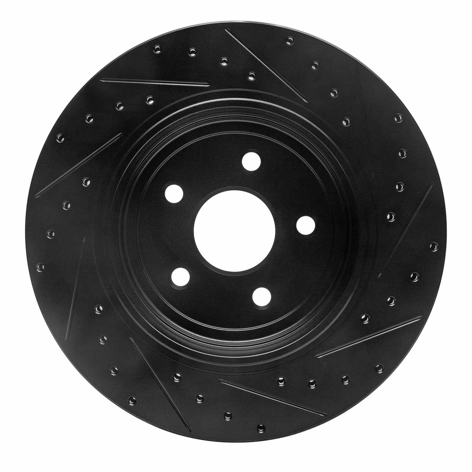 R1 Concepts 06-10 Jeep Grand Cherokee Rear Left Drilled & Slotted Black Brake Rotor - Image 2