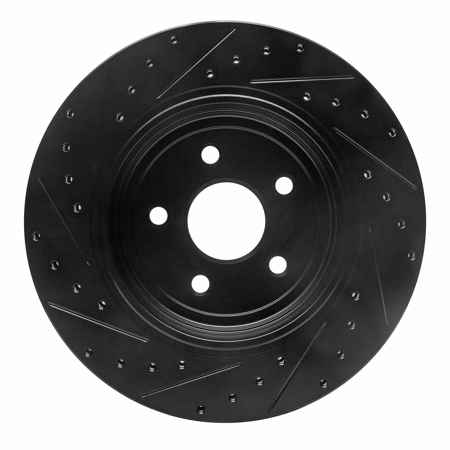 R1 Concepts 06-10 Jeep Grand Cherokee Rear Right Drilled & Slotted Black Brake Rotor - Image 2