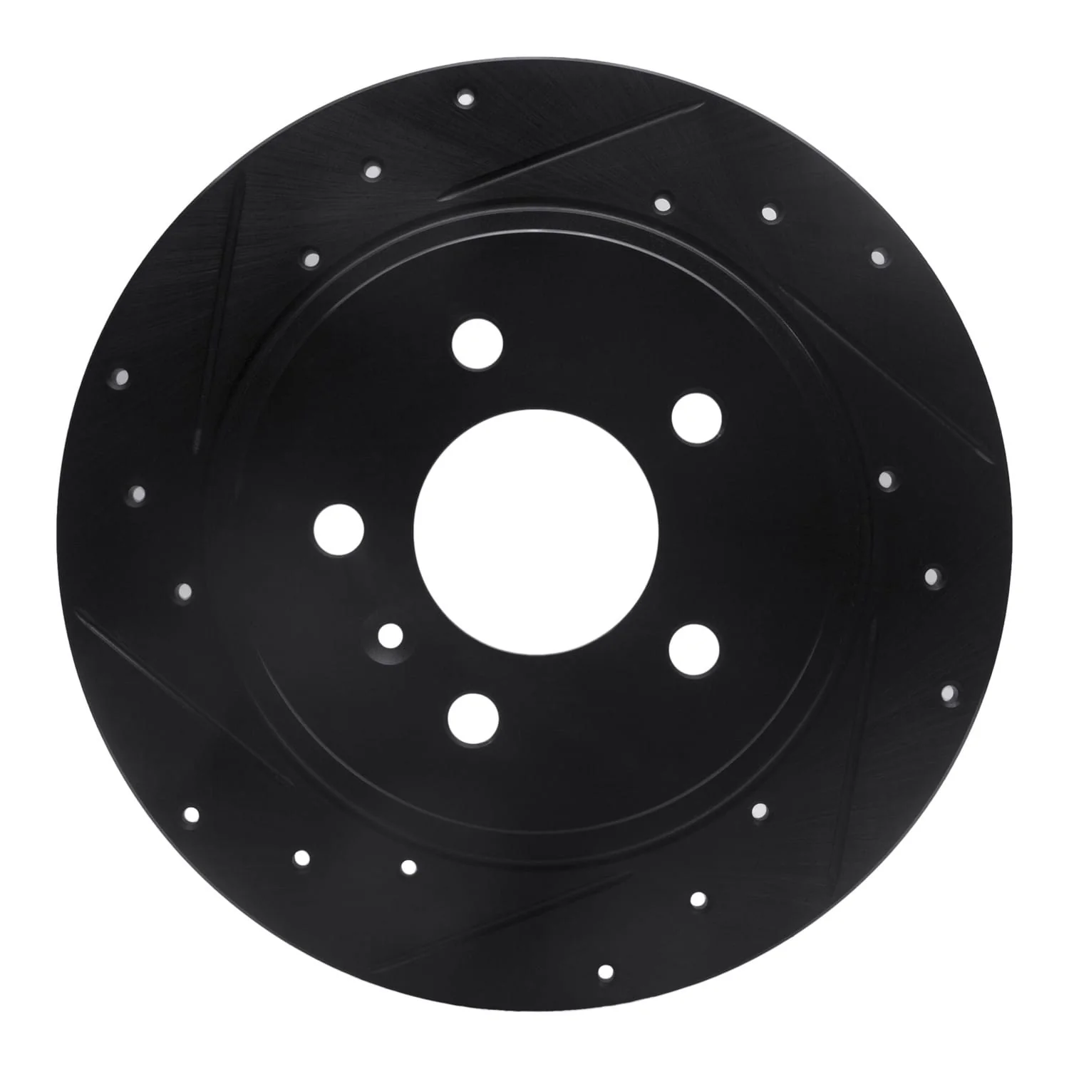 R1 Concepts 06-11 Buick Lucerne Rear Left Drilled & Slotted Black Brake Rotor