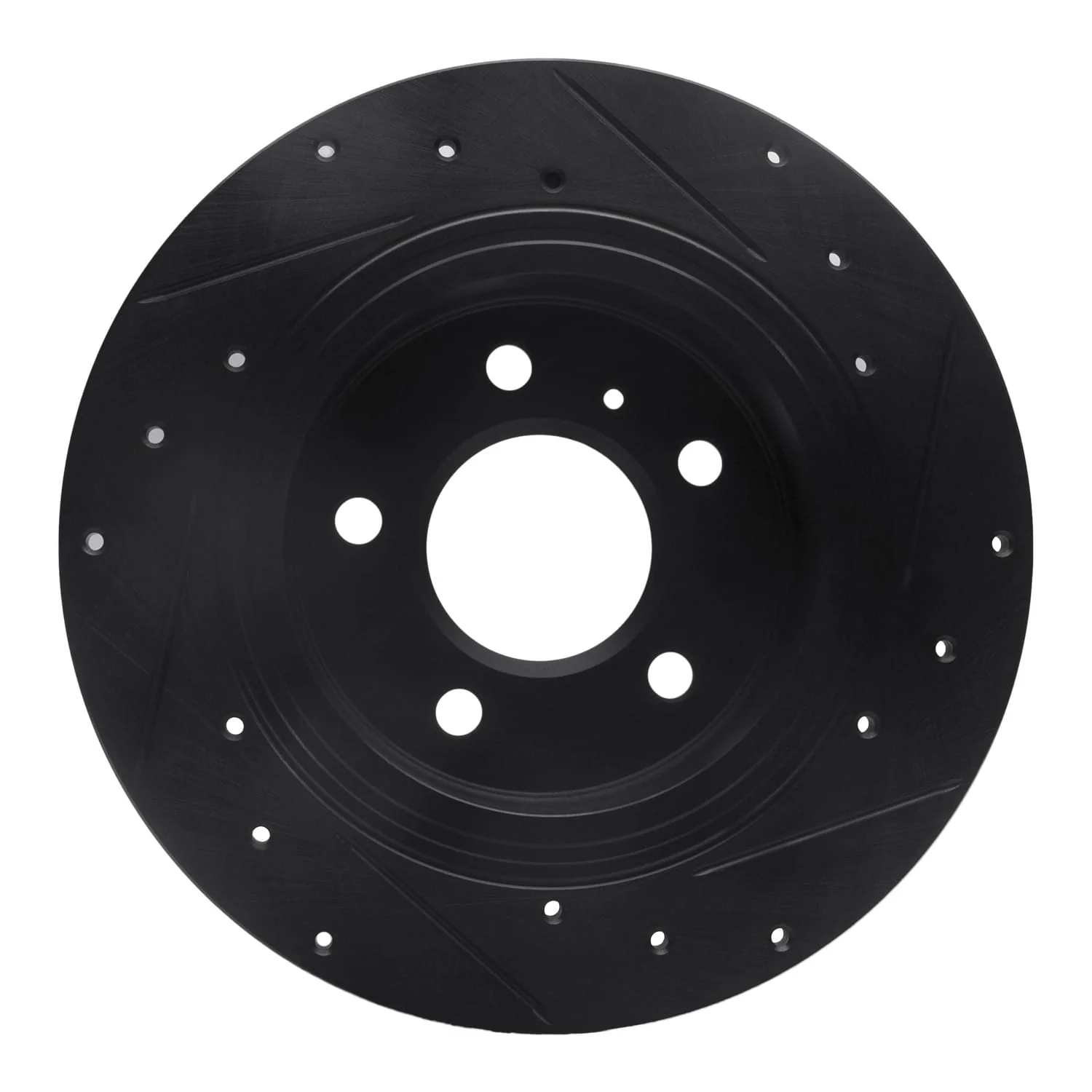 R1 Concepts 06-11 Buick Lucerne Rear Left Drilled & Slotted Black Brake Rotor - Image 2