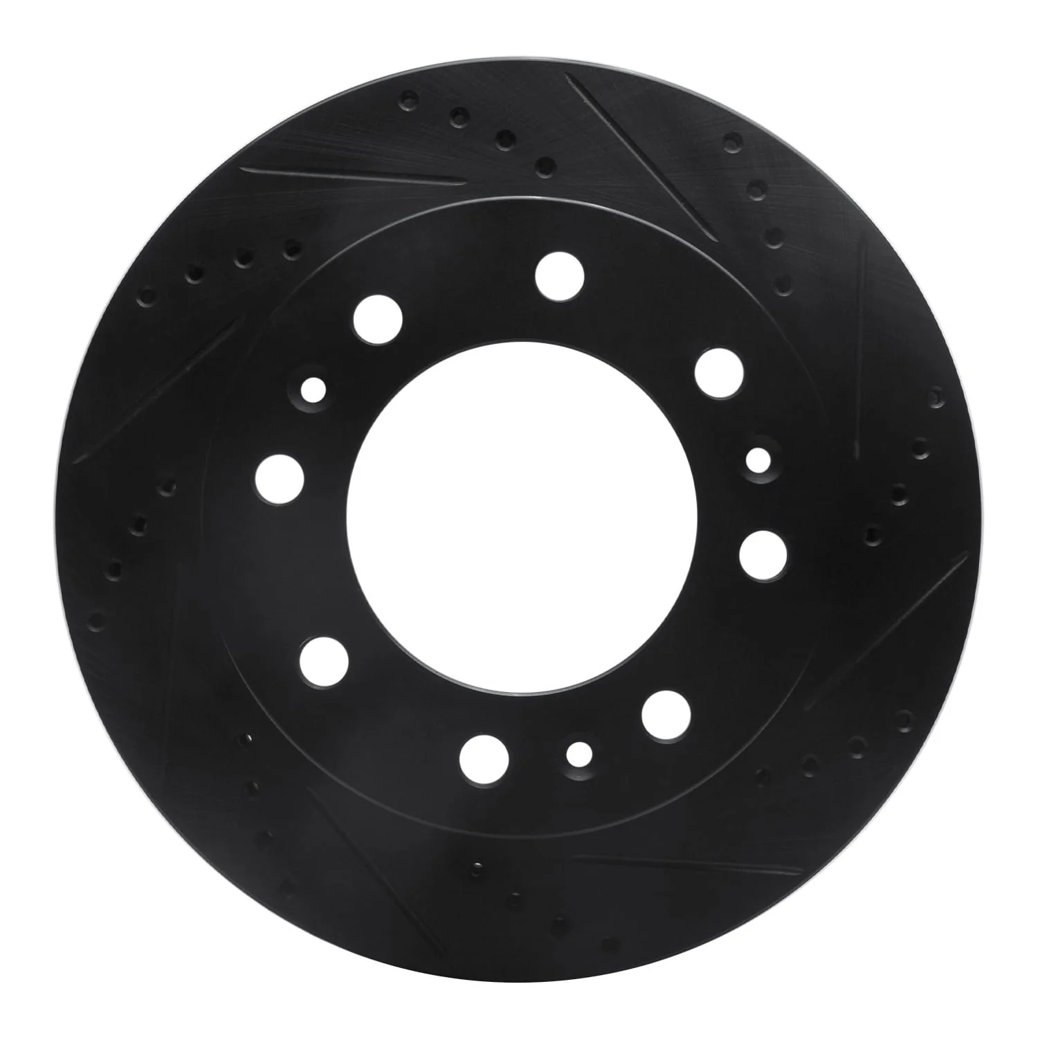 R1 Concepts 06-11 Cadillac DTS Front Right Drilled & Slotted Black Brake Rotor