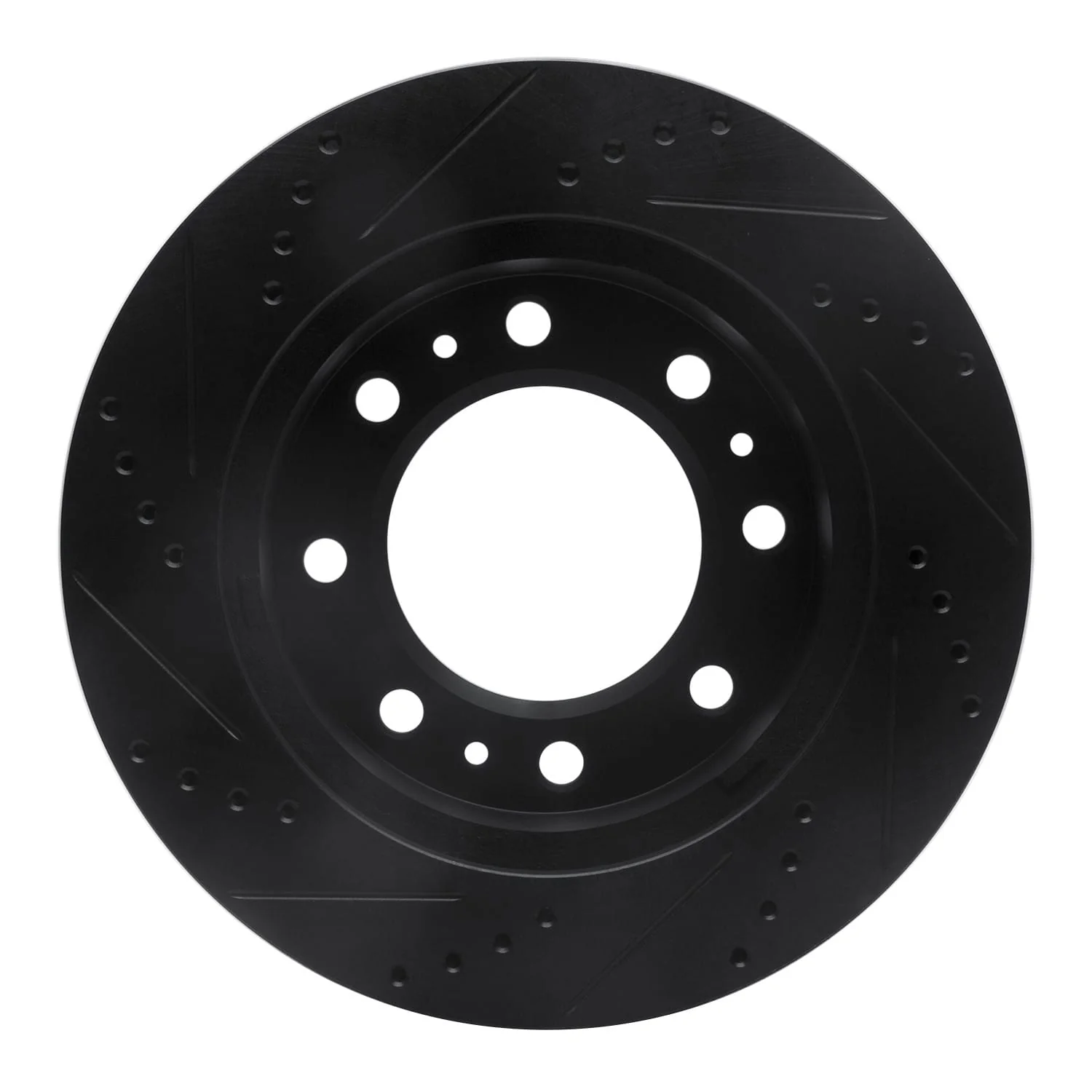 R1 Concepts 06-11 Cadillac DTS Front Right Drilled & Slotted Black Brake Rotor - Image 2