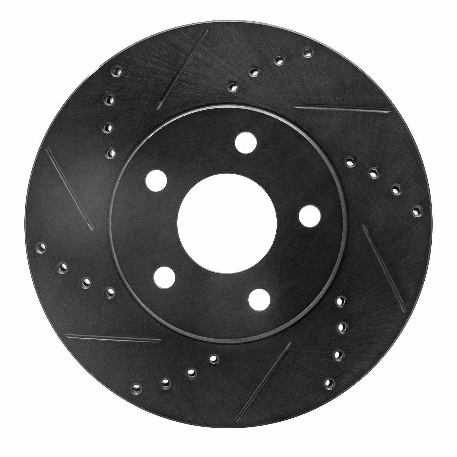 R1 Concepts 06-11 Chevrolet HHR Front Left Drilled & Slotted Black Brake Rotor