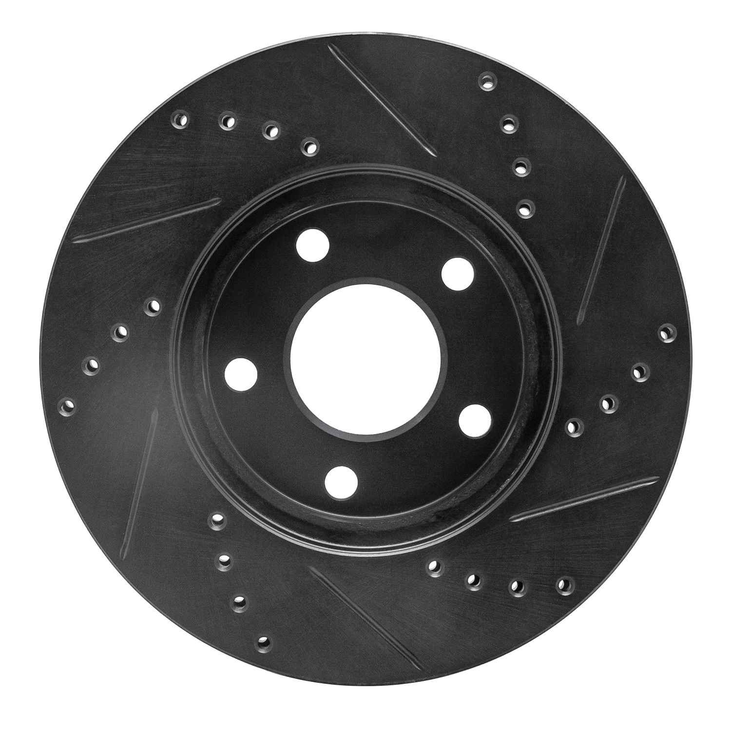R1 Concepts 06-11 Chevrolet HHR Front Left Drilled & Slotted Black Brake Rotor - Image 2