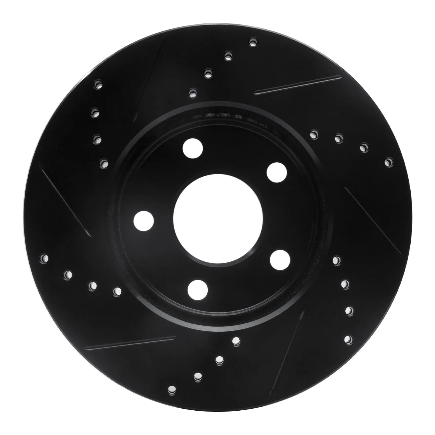 R1 Concepts 06-11 Chevrolet HHR Front Right Drilled & Slotted Black Brake Rotor - Image 2