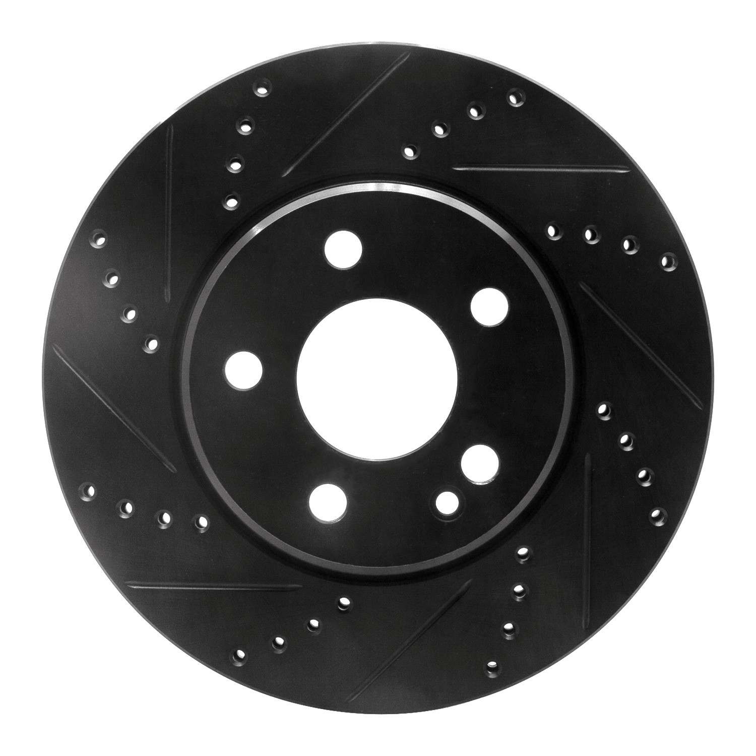 R1 Concepts 06-11 Mercedes-Benz B200 Front Left Drilled & Slotted Black Brake Rotor