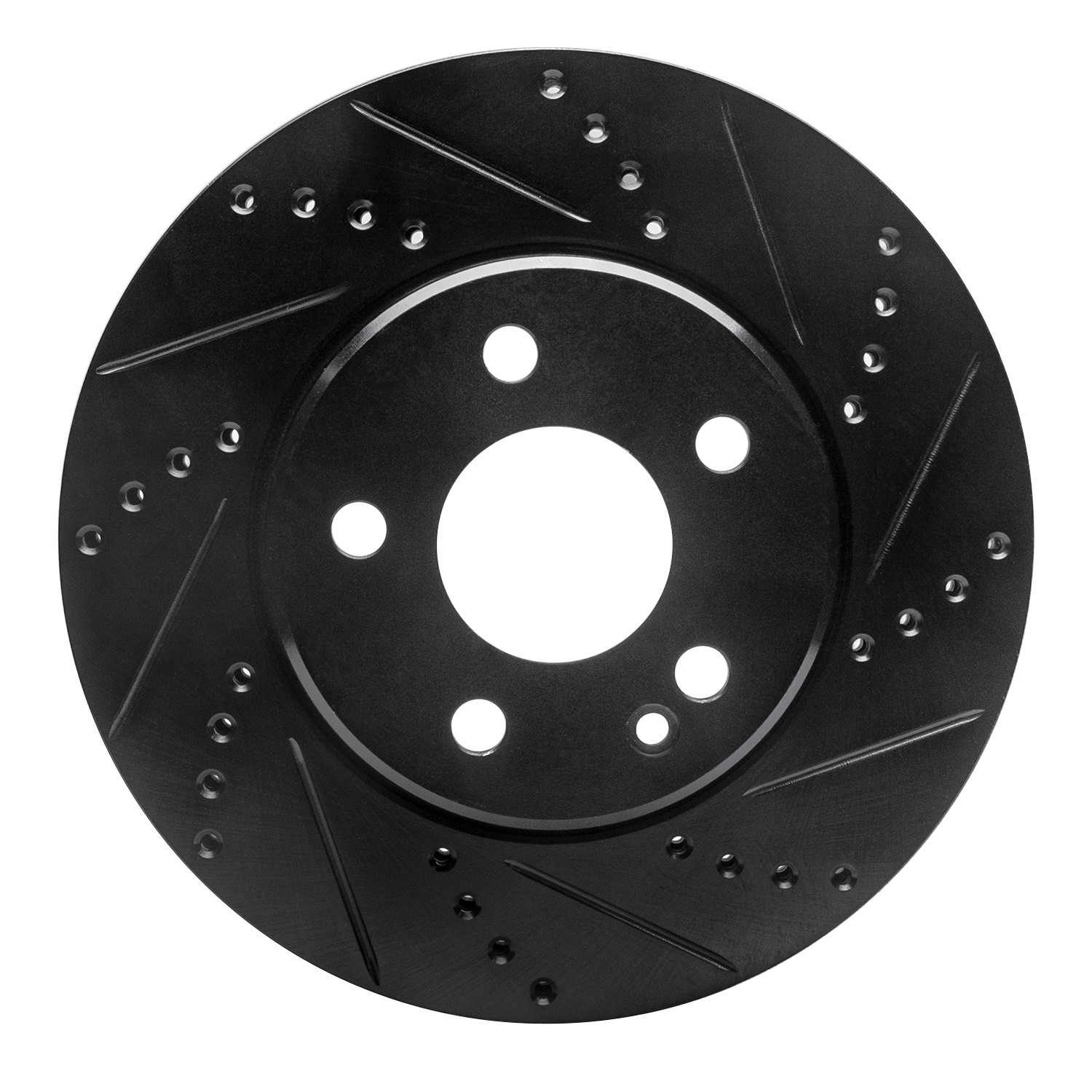 R1 Concepts 06-11 Mercedes-Benz B200 Front Right Drilled & Slotted Black Brake Rotor