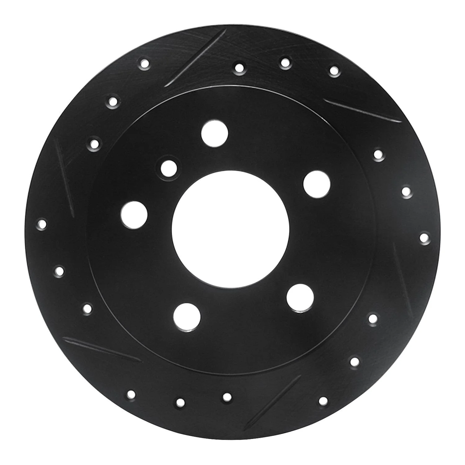 R1 Concepts 06-11 Mercedes-Benz B200 Rear Left Drilled & Slotted Black Brake Rotor