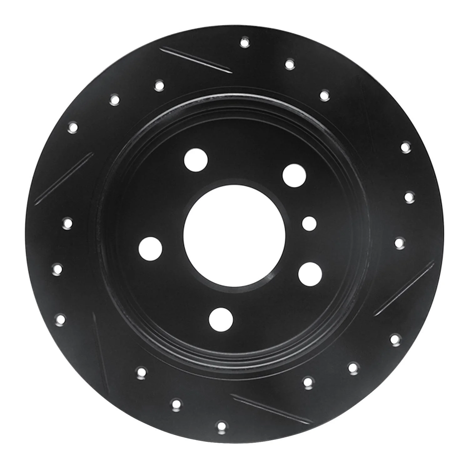 R1 Concepts 06-11 Mercedes-Benz B200 Rear Left Drilled & Slotted Black Brake Rotor - Image 2