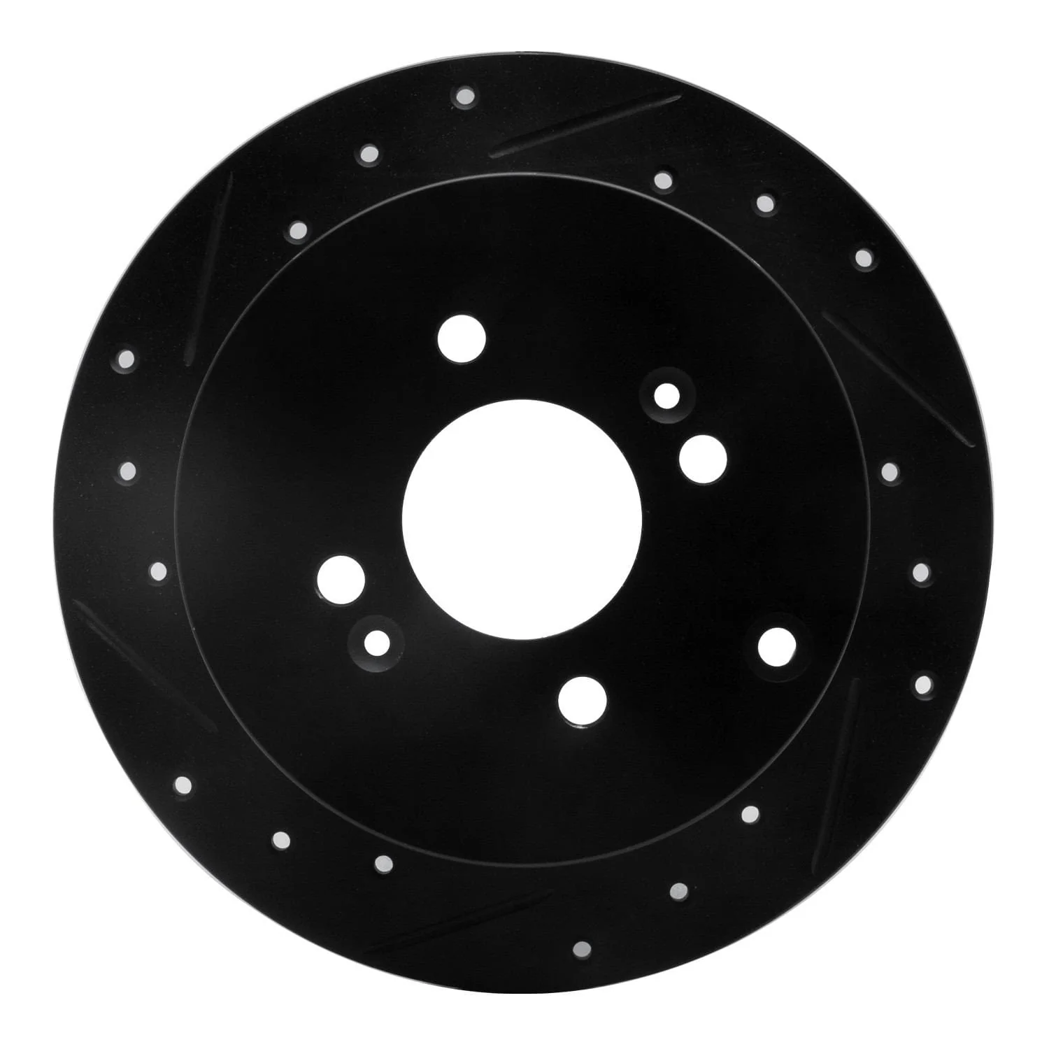 R1 Concepts 06-12 Dodge Attitude (Mexico) Rear Left Drilled & Slotted Black Brake Rotor