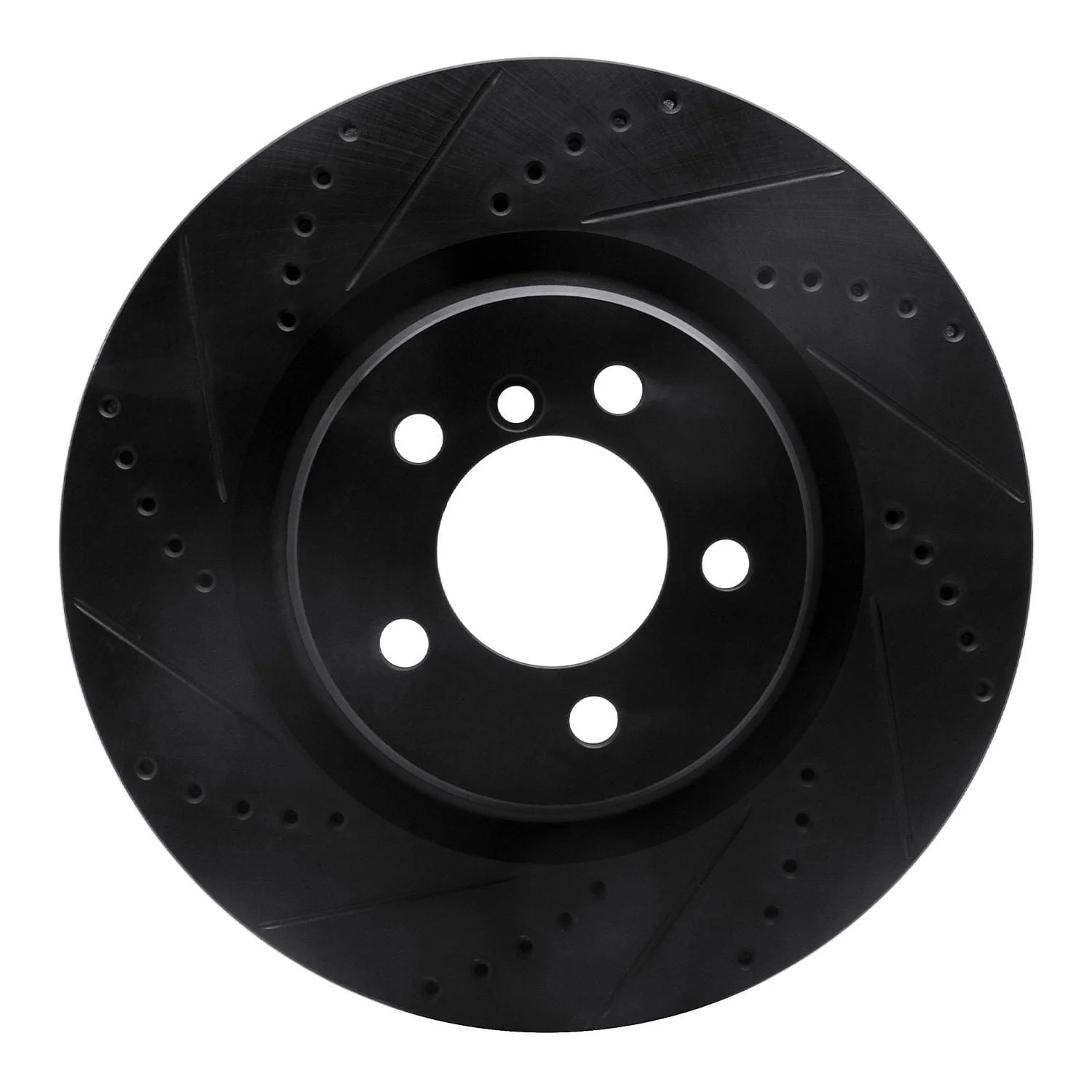 R1 Concepts 06-12 Land Rover Range Rover Front Left Drilled & Slotted Black Brake Rotor