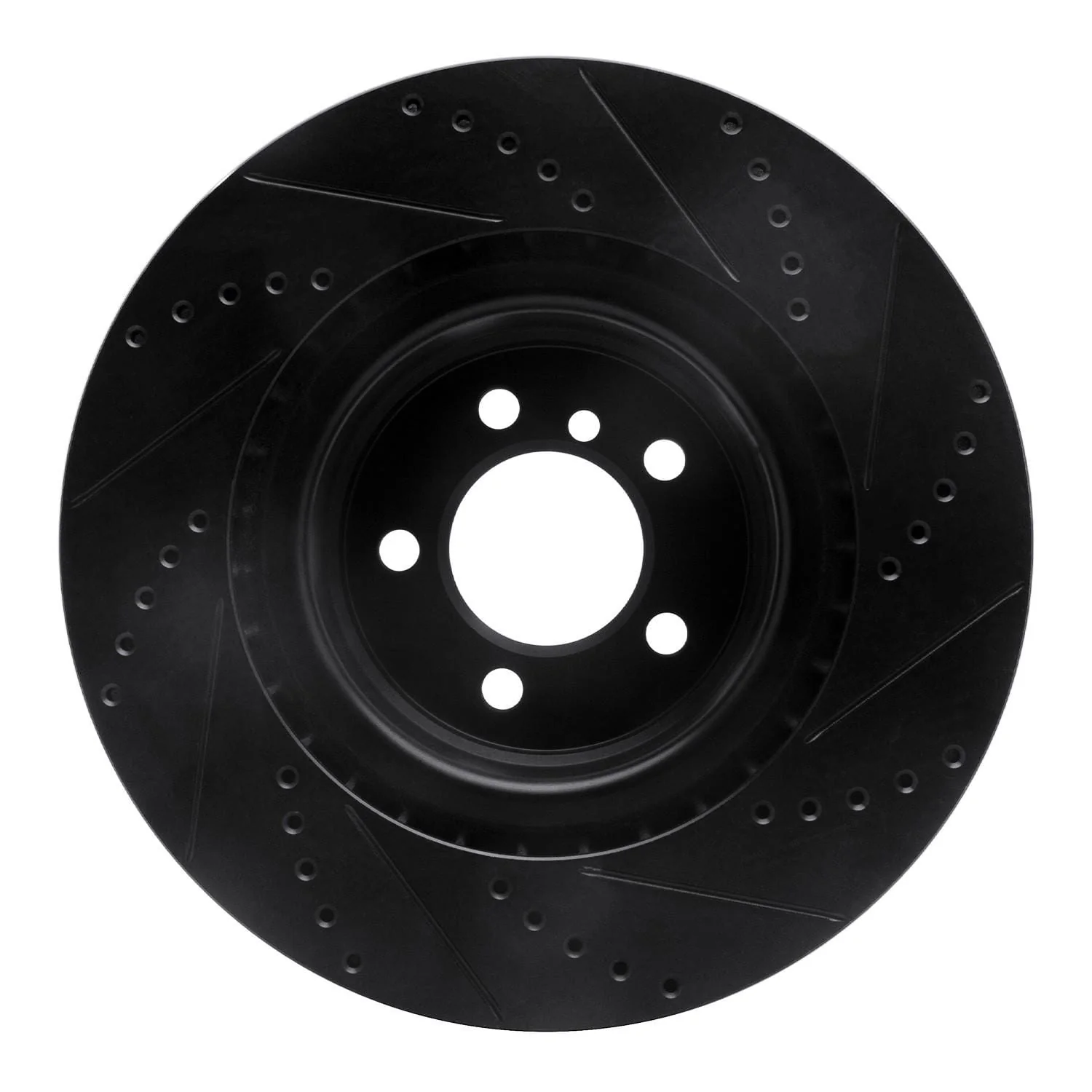 R1 Concepts 06-12 Land Rover Range Rover Front Left Drilled & Slotted Black Brake Rotor - Image 2