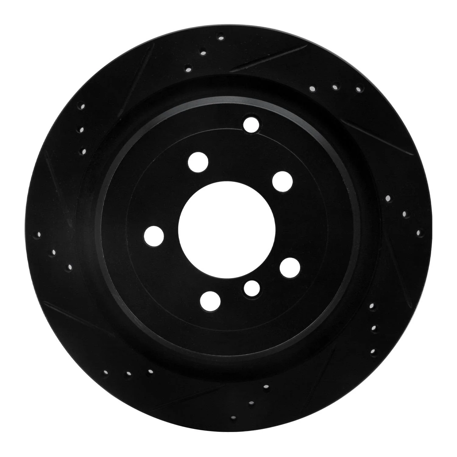 R1 Concepts 06-12 Land Rover Range Rover Rear Left Drilled & Slotted Black Brake Rotor