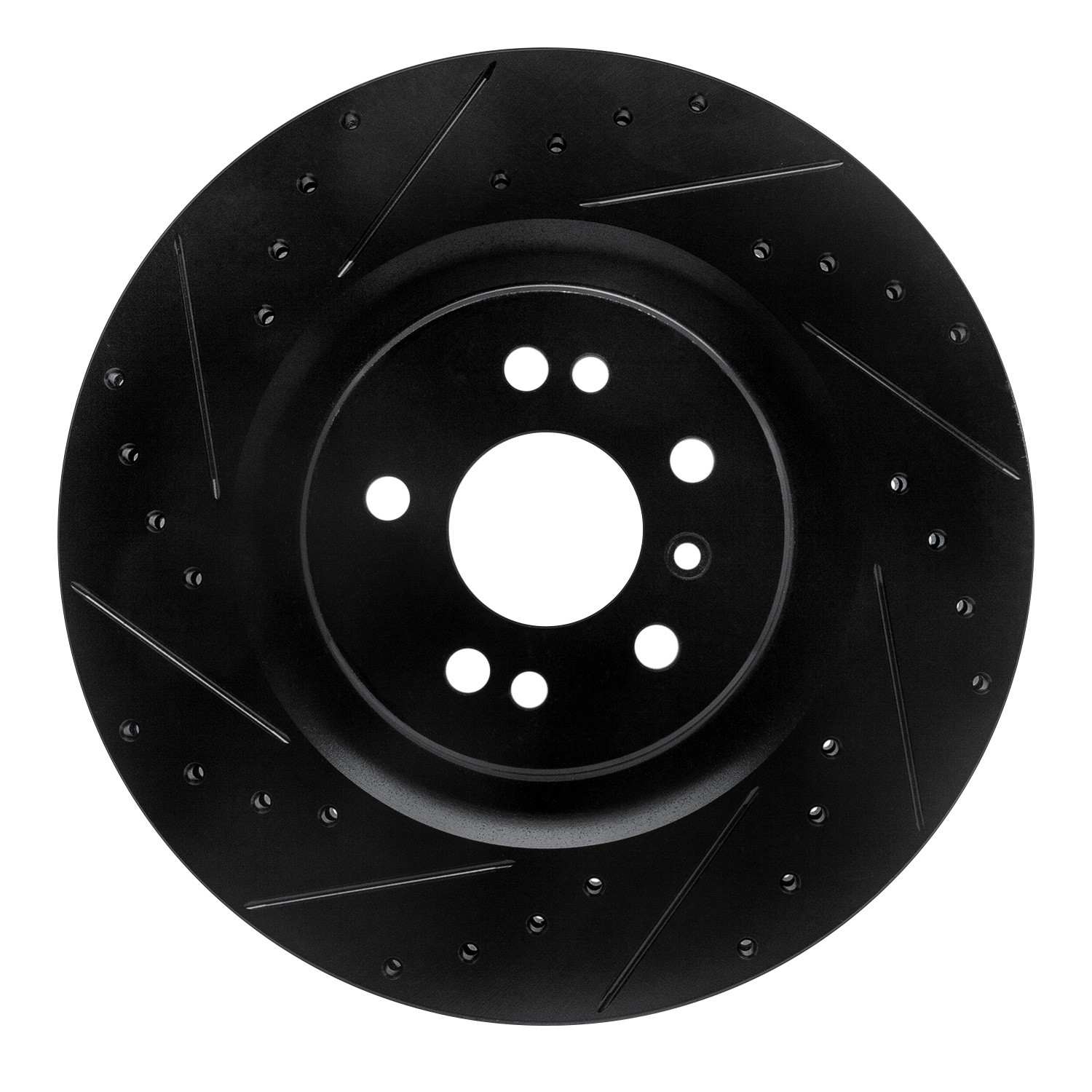 R1 Concepts 06-12 Mercedes-Benz GL350 Front Left Drilled & Slotted Black Brake Rotor