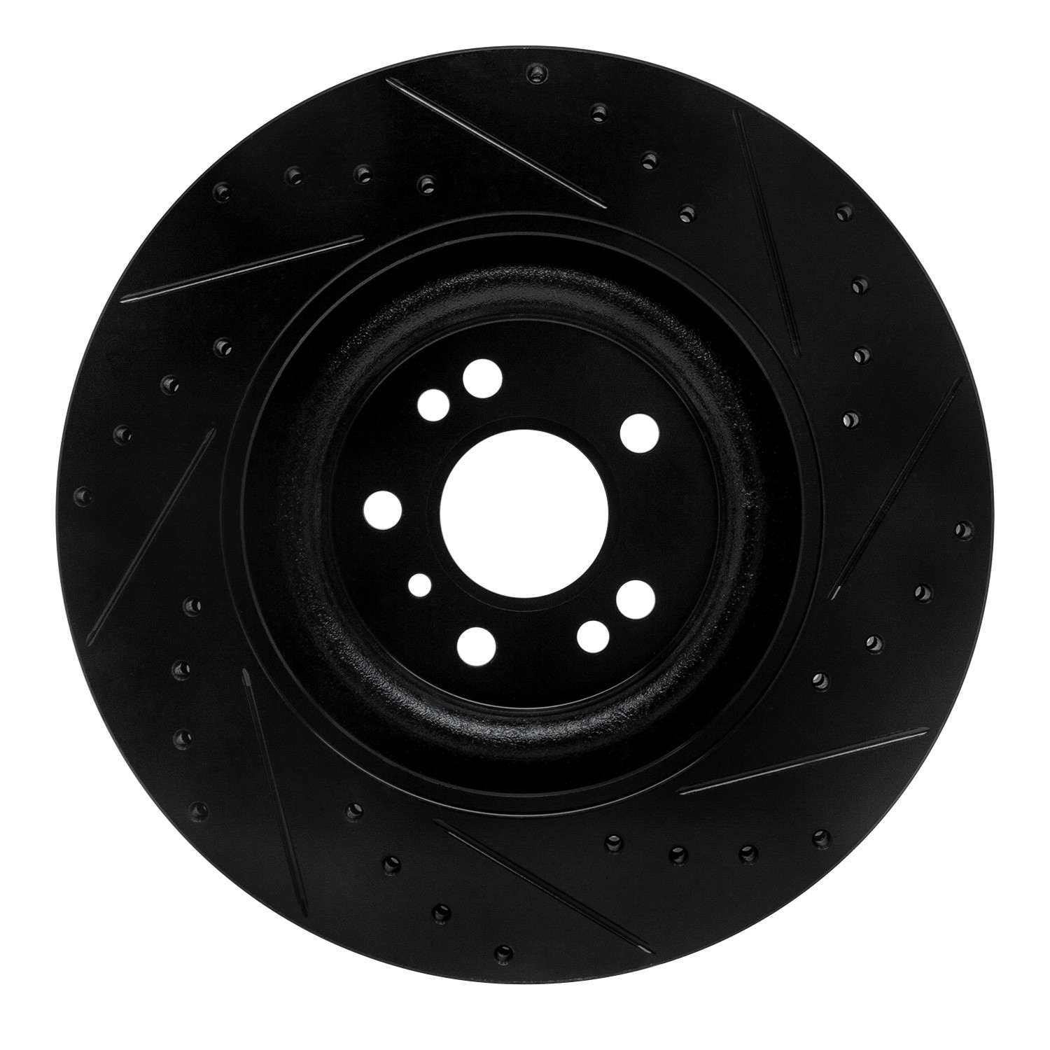 R1 Concepts 06-12 Mercedes-Benz GL350 Front Left Drilled & Slotted Black Brake Rotor - Image 2