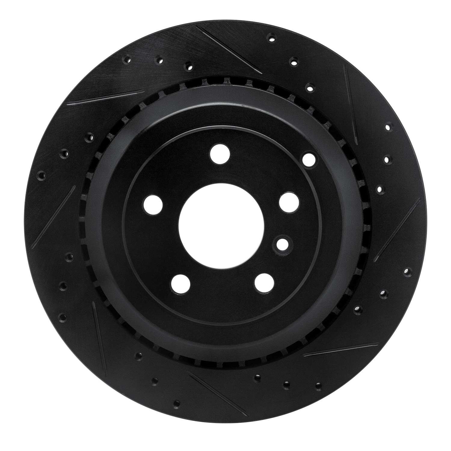 R1 Concepts 06-12 Mercedes-Benz GL350 Rear Right Drilled & Slotted Black Brake Rotor