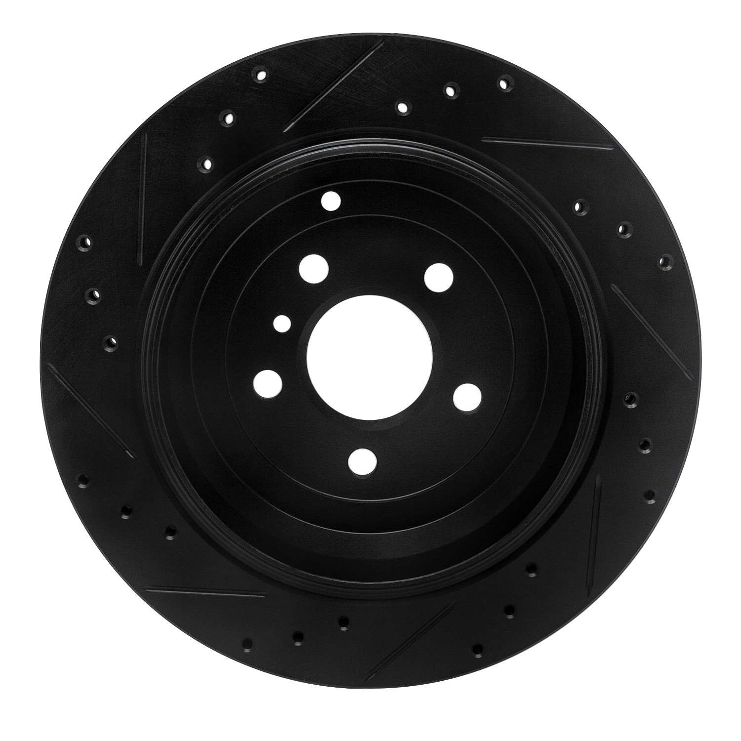 R1 Concepts 06-12 Mercedes-Benz GL350 Rear Right Drilled & Slotted Black Brake Rotor - Image 2