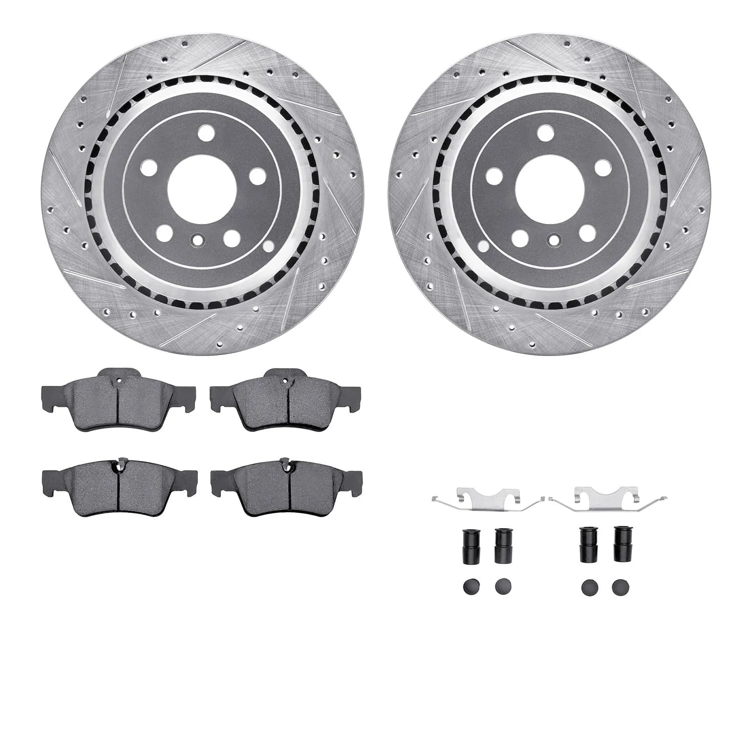 R1 Concepts 06-12 Mercedes-Benz GL450 Rear Drill/Slot Silver Rotors w/Euro Ceramic Pads