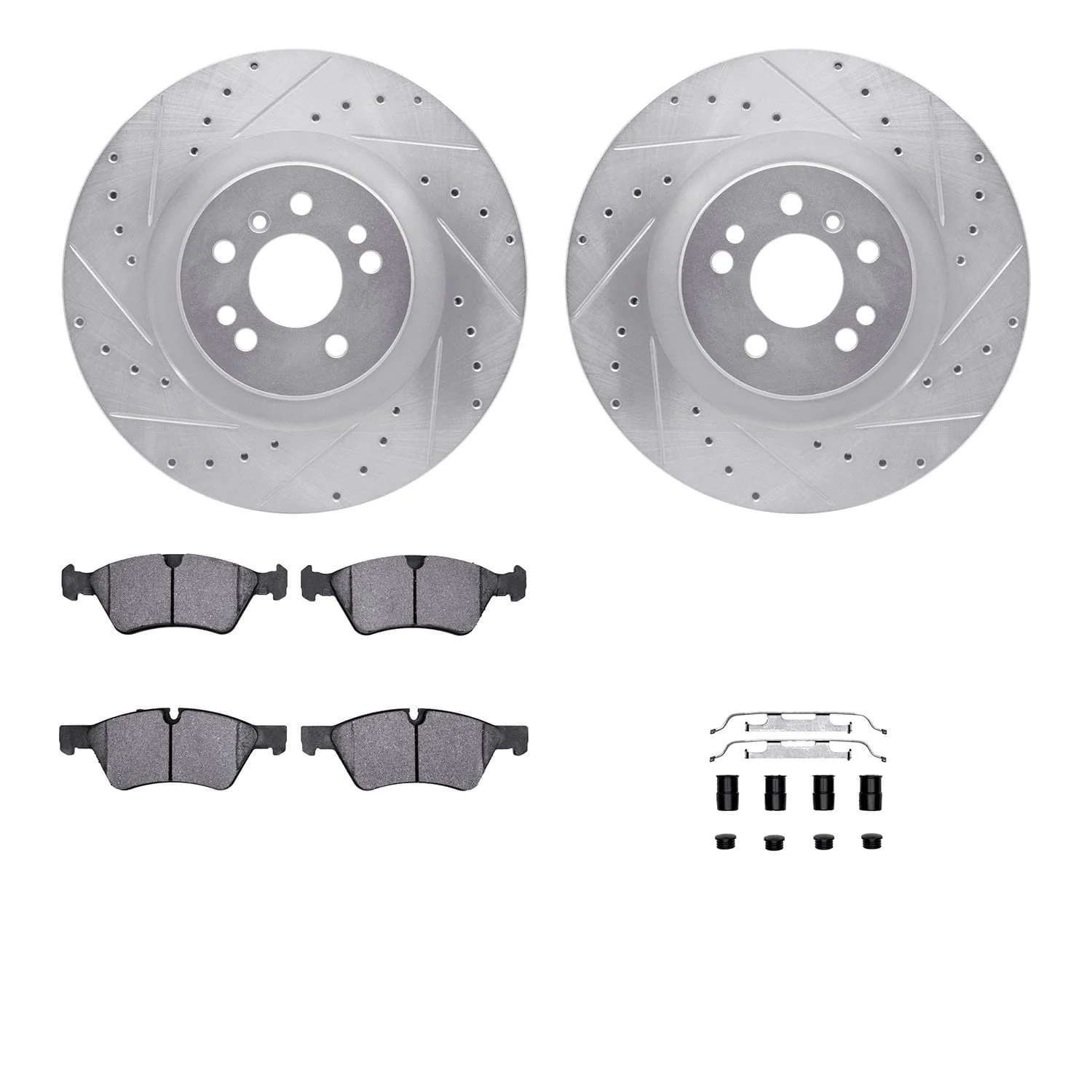 R1 Concepts 06-12 Mercedes-Benz ML350 Front Drill/Slot Silver Rotors w/Ceramic Pads