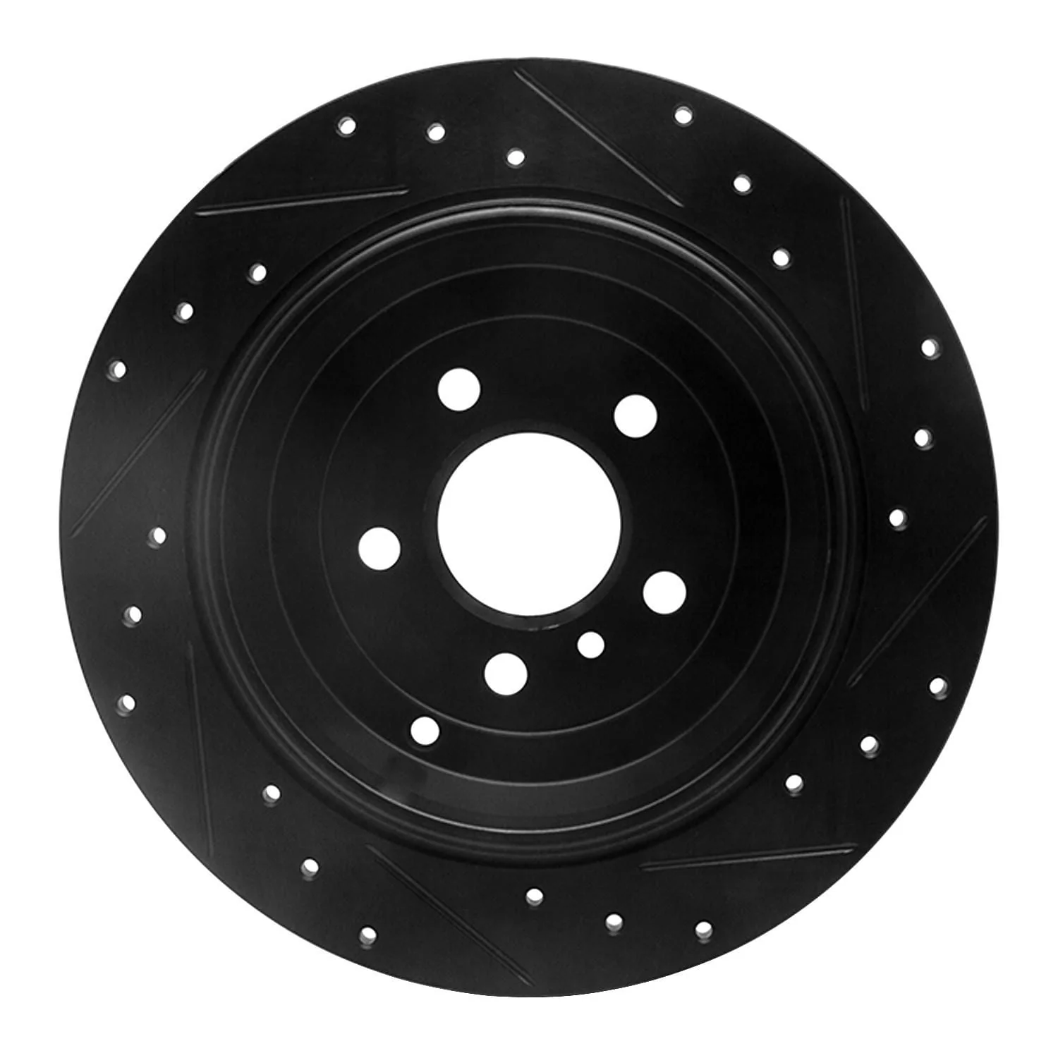 R1 Concepts 06-12 Mercedes-Benz R320 Rear Left Drilled & Slotted Black Brake Rotor - Image 2