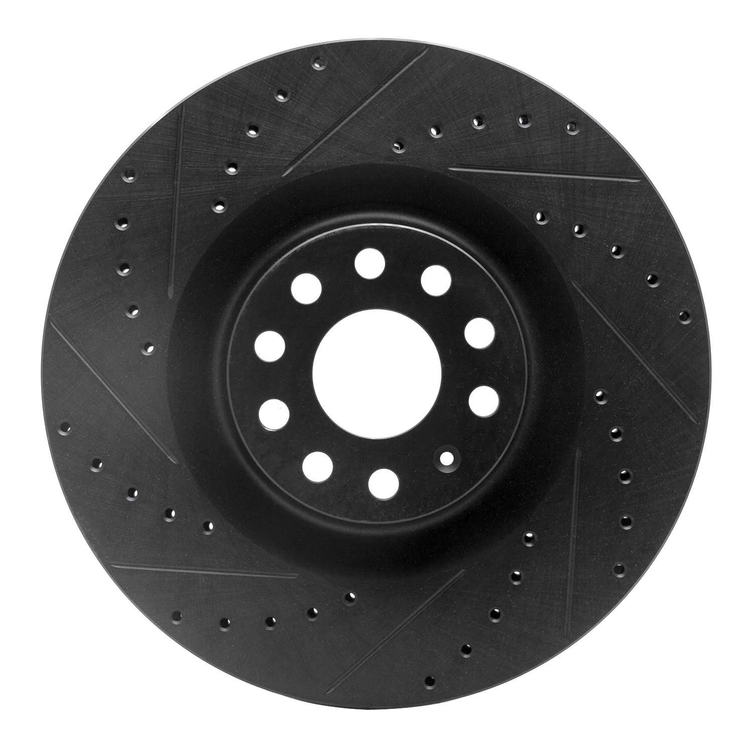 R1 Concepts 06-13 Audi S3 (Mexico) Front Left Drilled & Slotted Black Brake Rotor