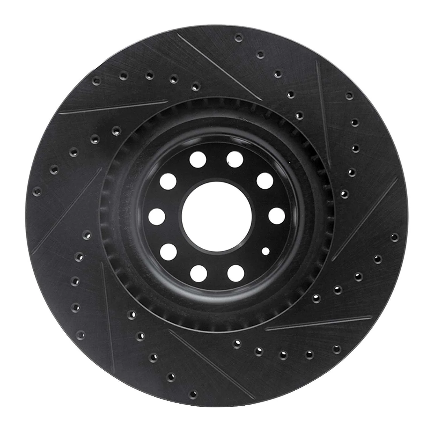 R1 Concepts 06-13 Audi S3 (Mexico) Front Left Drilled & Slotted Black Brake Rotor - Image 2
