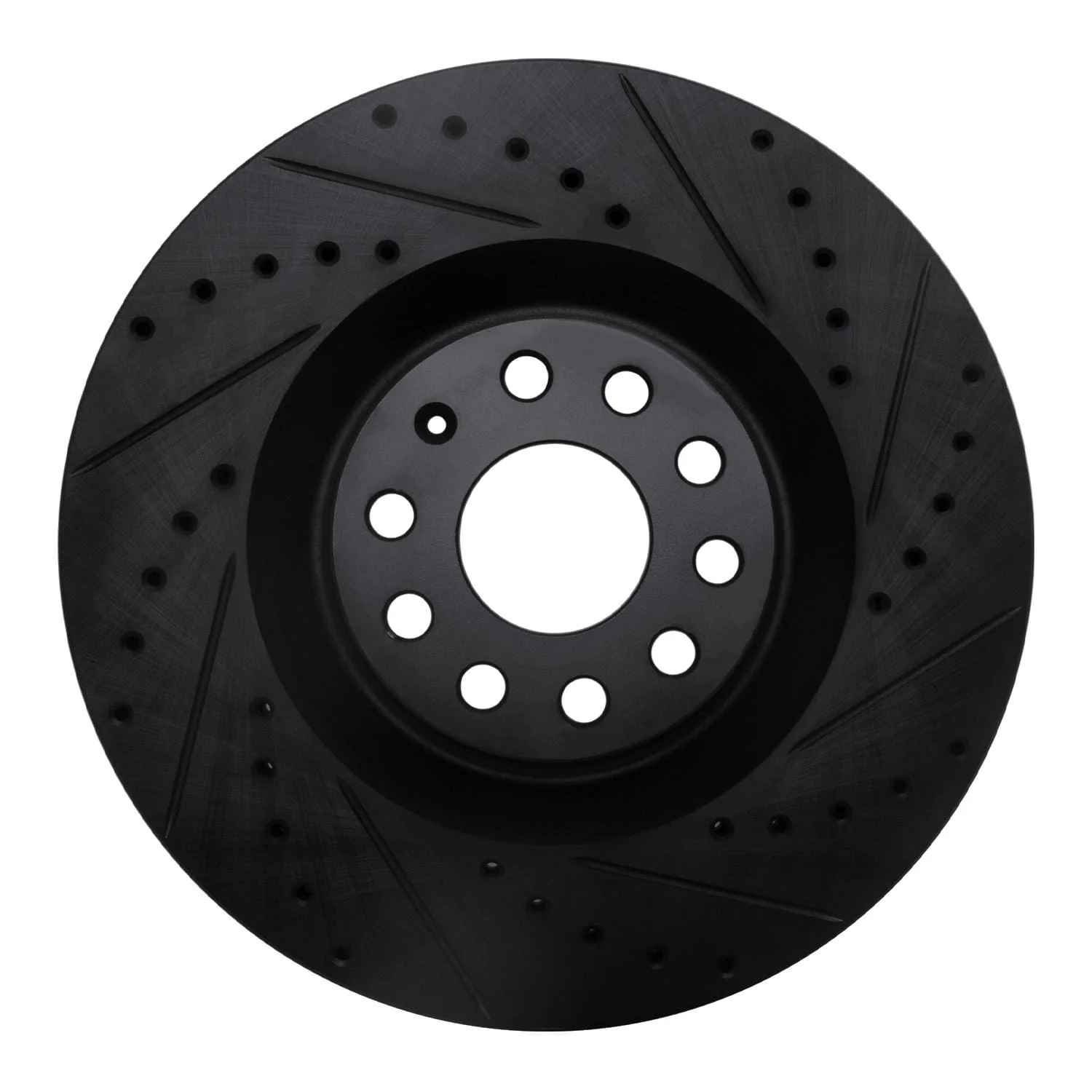 R1 Concepts 06-13 Audi S3 (Mexico) Front Right Drilled & Slotted Black Brake Rotor