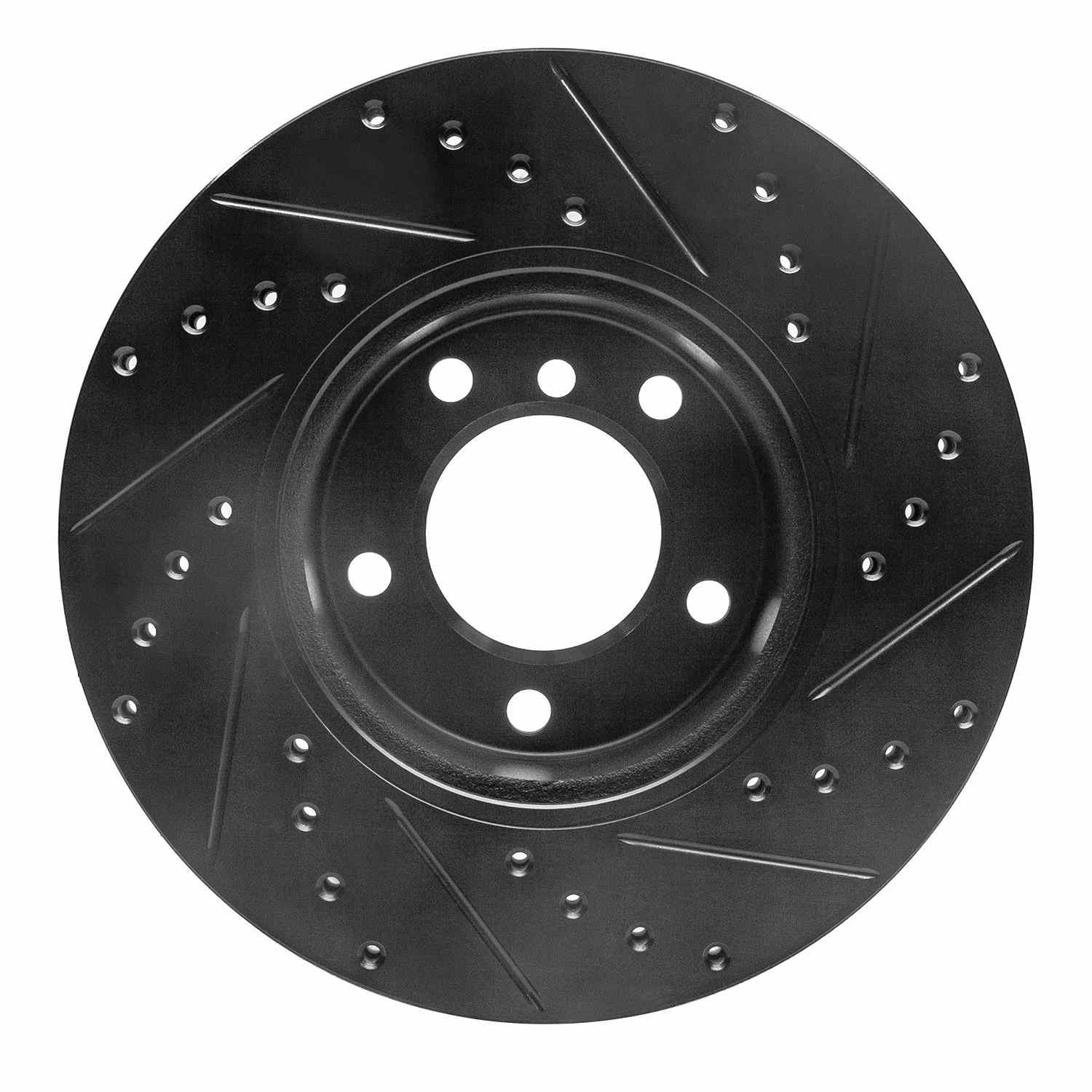 R1 Concepts 06-13 BMW 125i (Mexico) Front Left Drilled & Slotted Black Brake Rotor - Image 2