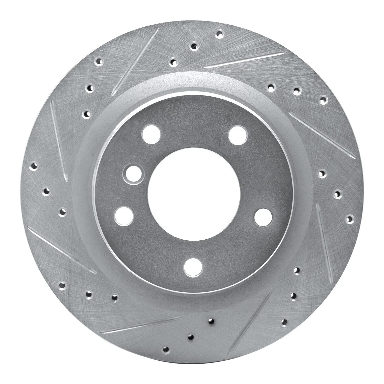 R1 Concepts 06-13 BMW 323I Rear Left Drilled & Slotted Silver Brake Rotor