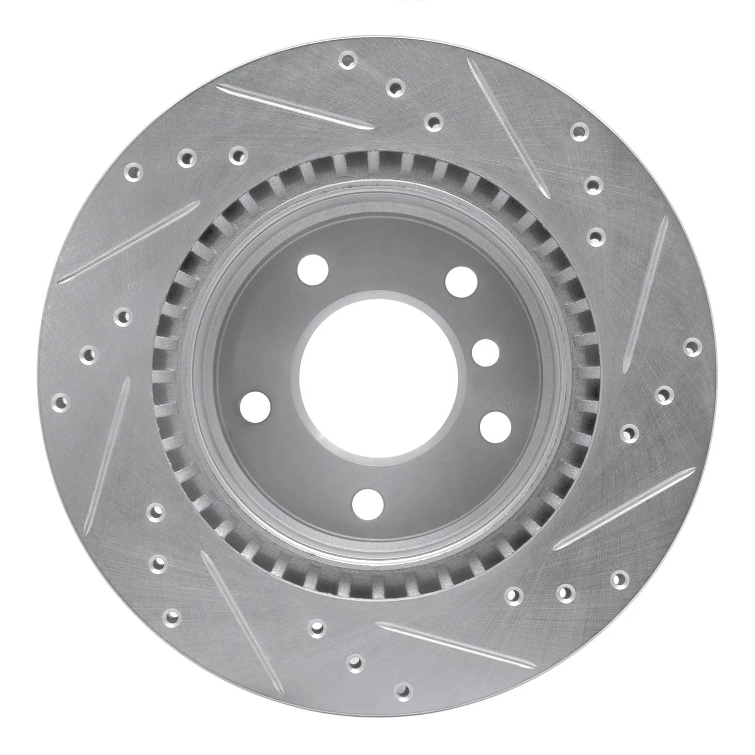 R1 Concepts 06-13 BMW 323I Rear Left Drilled & Slotted Silver Brake Rotor - Image 2